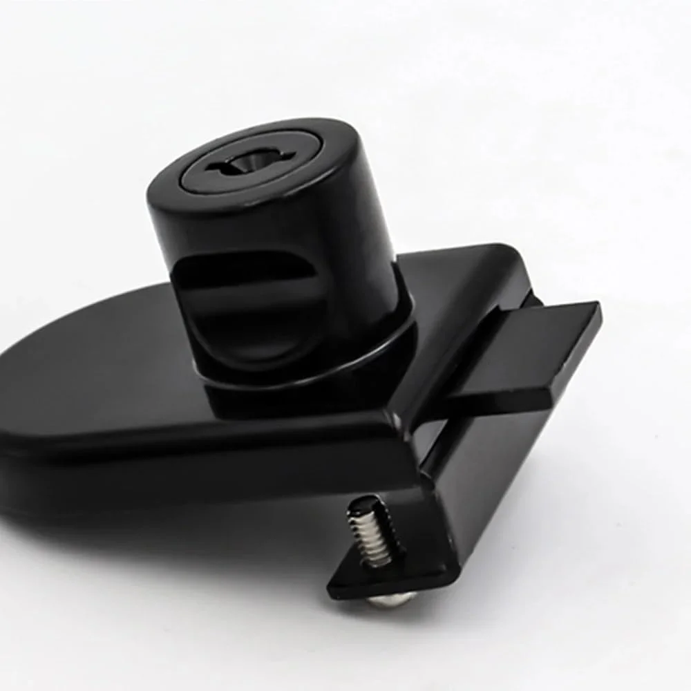 قفل کابینت شیشه ای تک لنگه 408، قفل امنیتی، قفل درب شیشه ای آلیاژ روی، قفل جایگزین ویترین برای شیشه های 5-8 میلی متری، مشکی، بسته 2 عددی