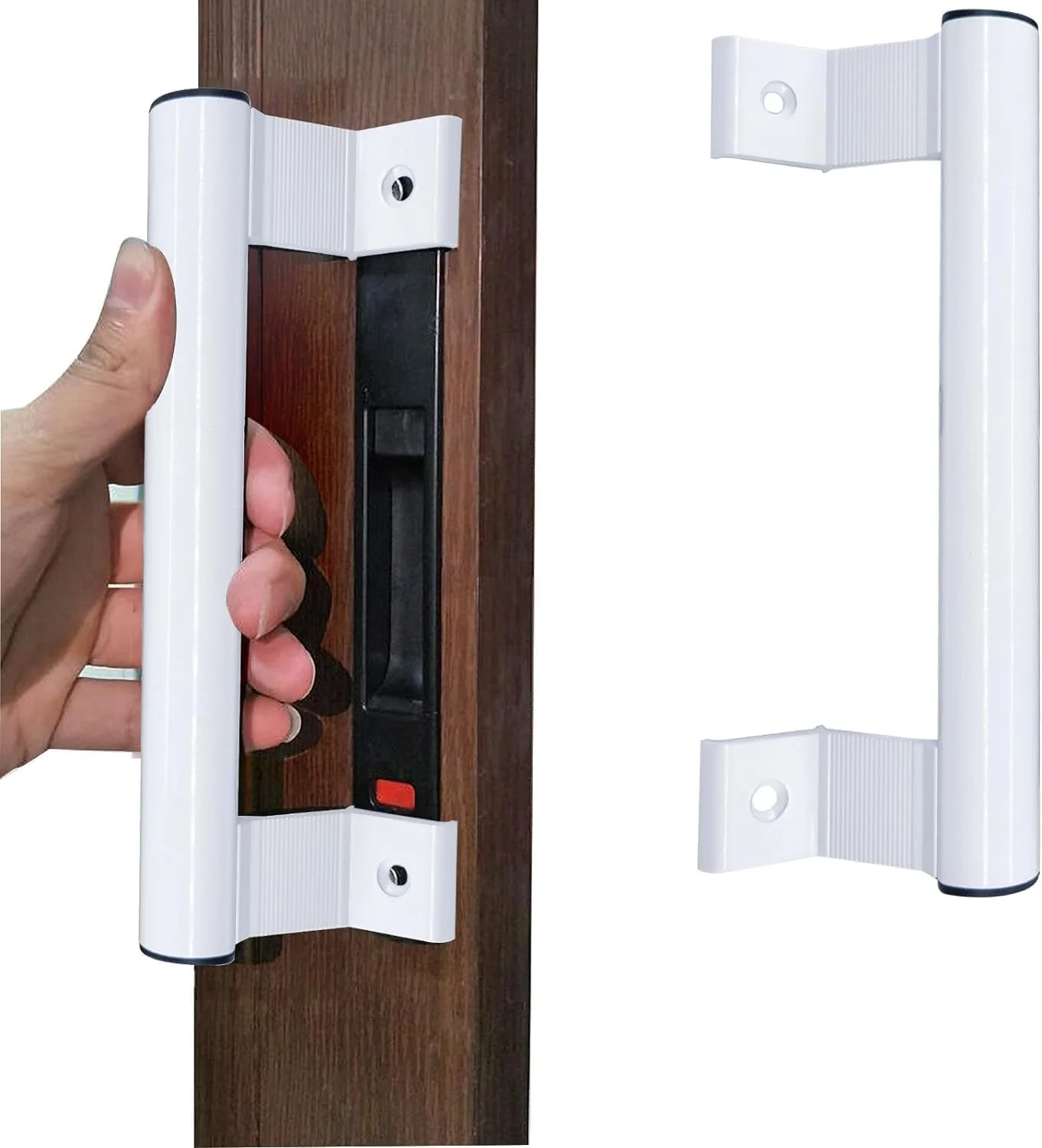 دستگیره درب کشویی آلومینیومی 8 اینچی، دستگیره درب شیشه ای کشویی پاسیو، مناسب برای سوراخ های نصب 6-5/8 اینچی، برای دستگیره درب قدیمی یا آسیب دیده، برای درب های پاسیو و شیشه ای، دستگیره درب جایگزین