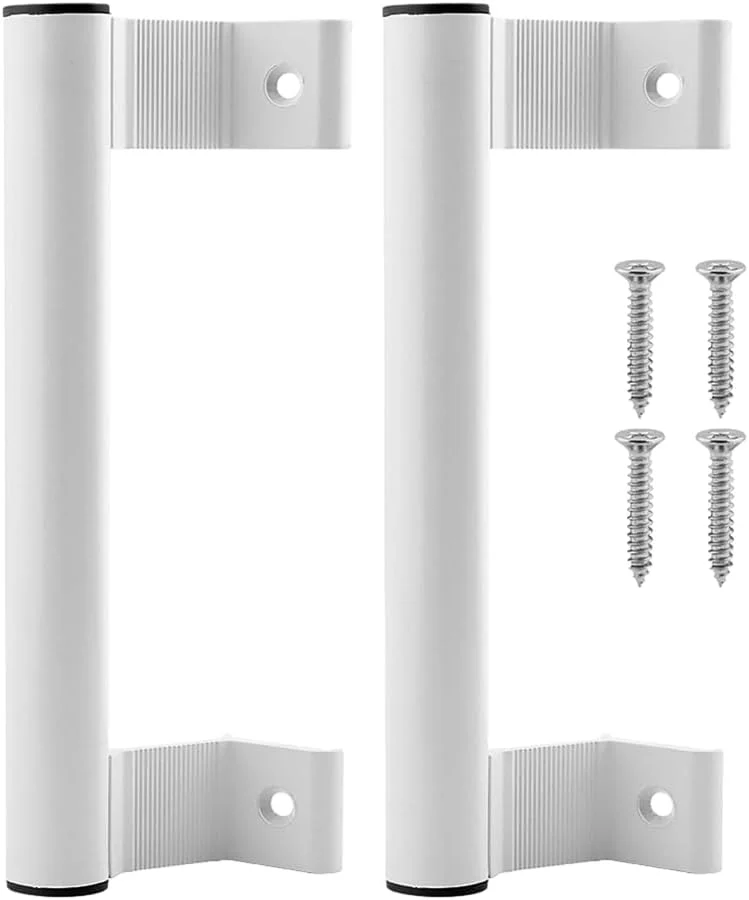 دو عدد دستگیره درب کشویی جایگزین، دستگیره درب پاسیو آلیاژ آلومینیوم 20 سانتی‌متری AZONEE، مناسب برای سوراخ‌های نصب 17 سانتی‌متری برای درب‌های شیشه‌ای کشویی قدیمی یا آسیب‌دیده، سفید
