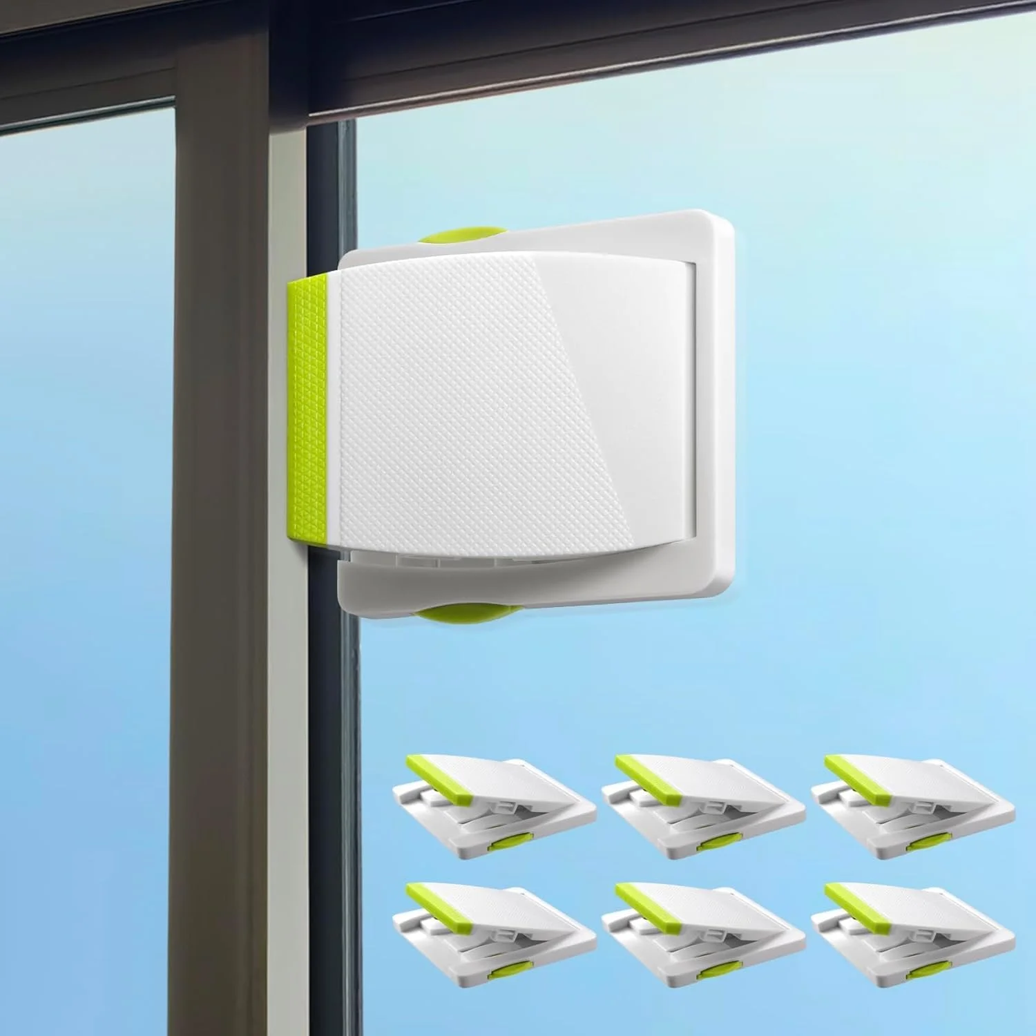 قفل درب کشویی، بسته 6 عددی قفل ایمنی کودک برای درب های شیشه ای کشویی، پنجره های کشویی، کمد کشویی و غیره. نصب آسان امنیت بیشتری را برای کودک و حیوانات خانگی شما فراهم می کند - سبز