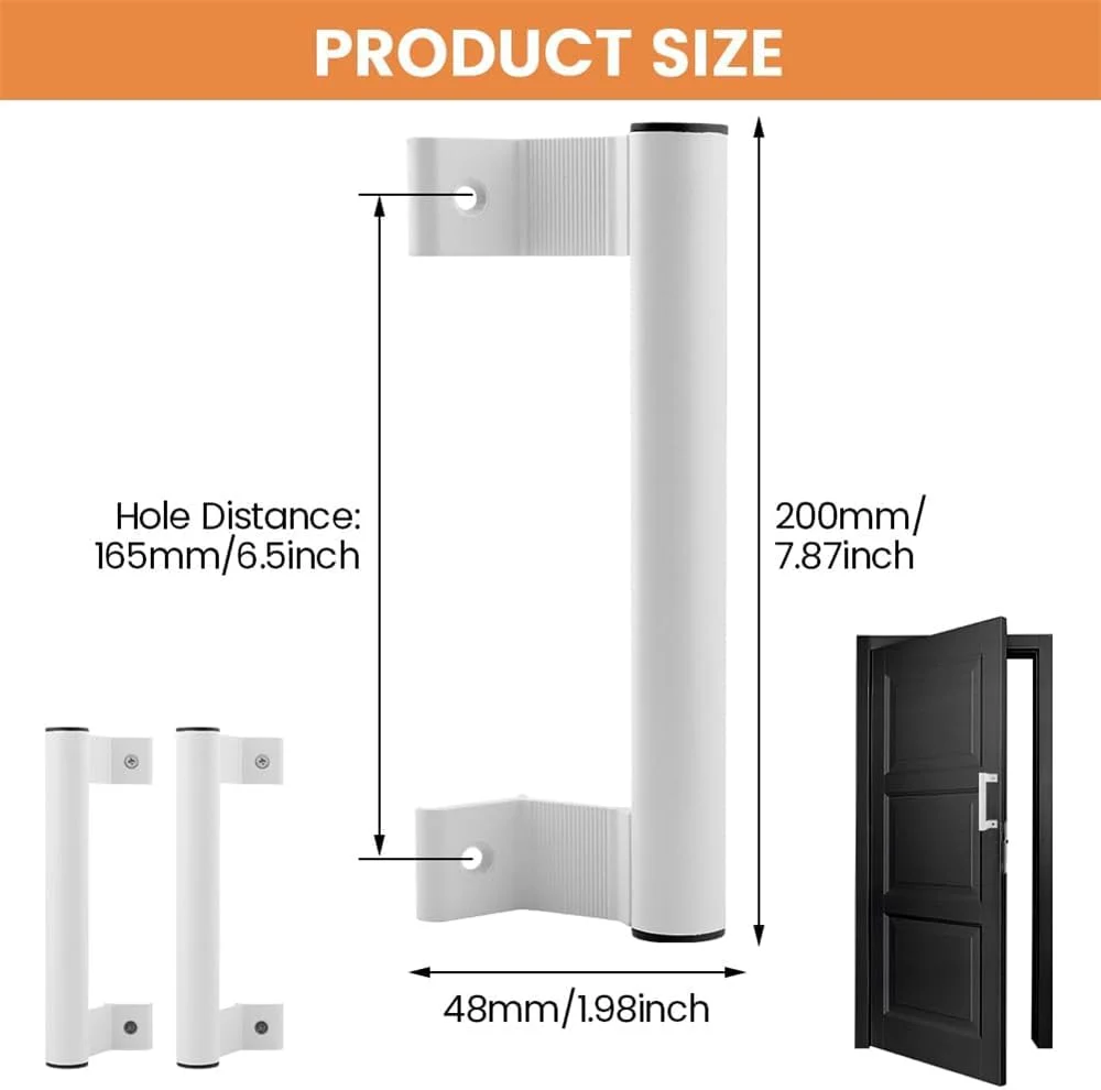 دو عدد دستگیره درب کشویی جایگزین، دستگیره درب پاسیو آلیاژ آلومینیوم 20 سانتی‌متری AZONEE، مناسب برای سوراخ‌های نصب 17 سانتی‌متری برای درب‌های شیشه‌ای کشویی قدیمی یا آسیب‌دیده، سفید