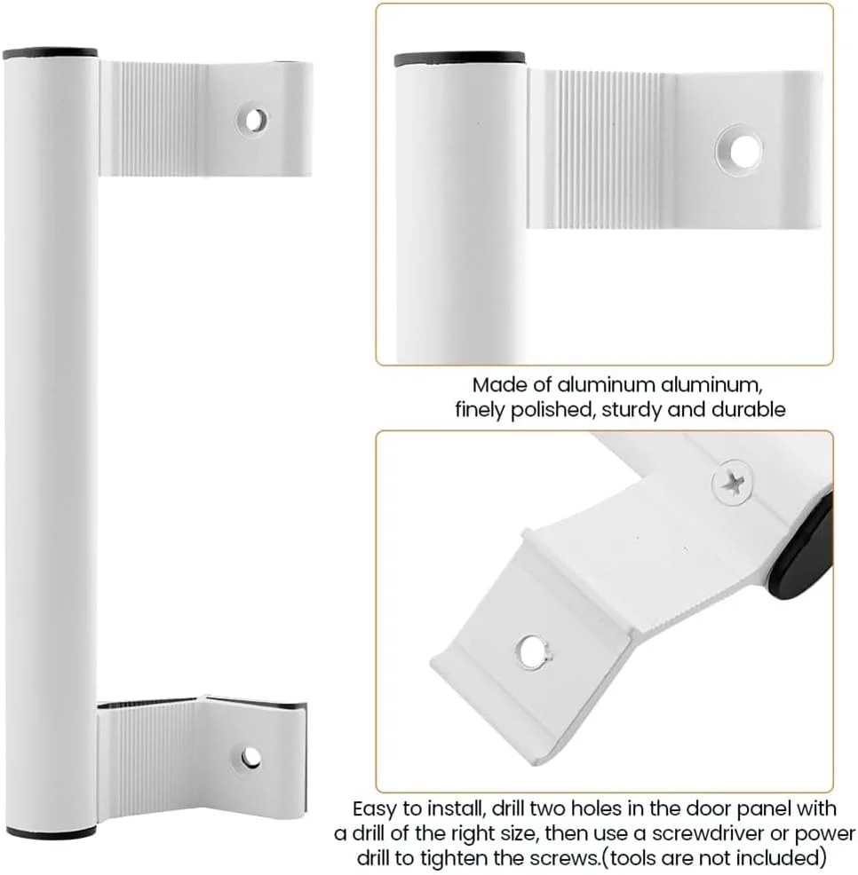 دو عدد دستگیره درب کشویی جایگزین، دستگیره درب پاسیو آلیاژ آلومینیوم 20 سانتی‌متری AZONEE، مناسب برای سوراخ‌های نصب 17 سانتی‌متری برای درب‌های شیشه‌ای کشویی قدیمی یا آسیب‌دیده، سفید