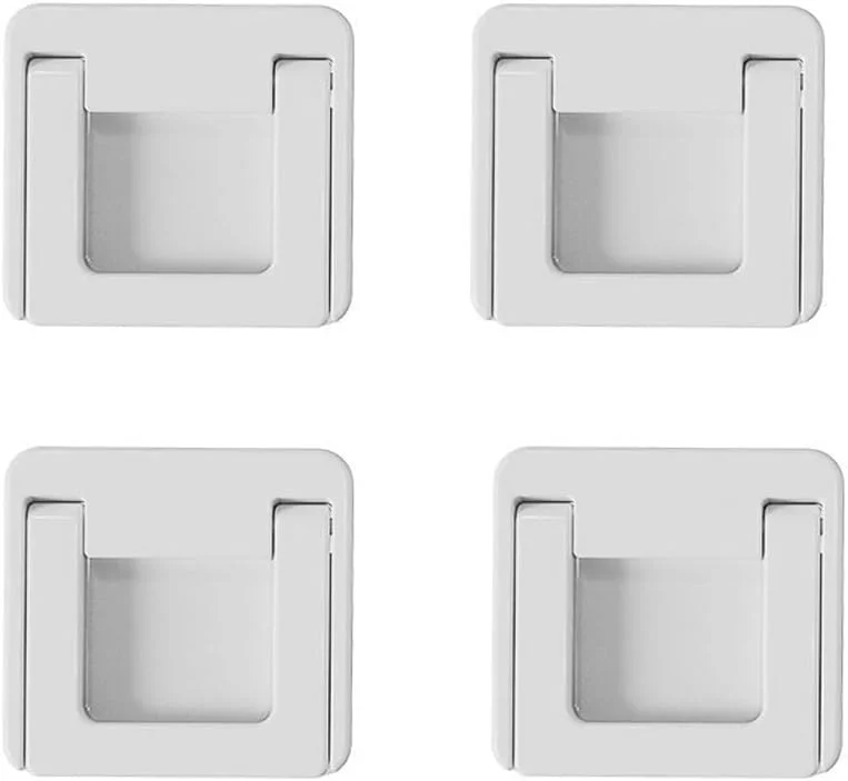 قفل درب شیشه ای کشویی کودک، بسته 4 عددی قفل ایمنی پنجره کشویی کودک تاشو برچسب چسبنده ایمنی بدون پانچ دستگیره برای درهای پاسیو و کمد (سفید)