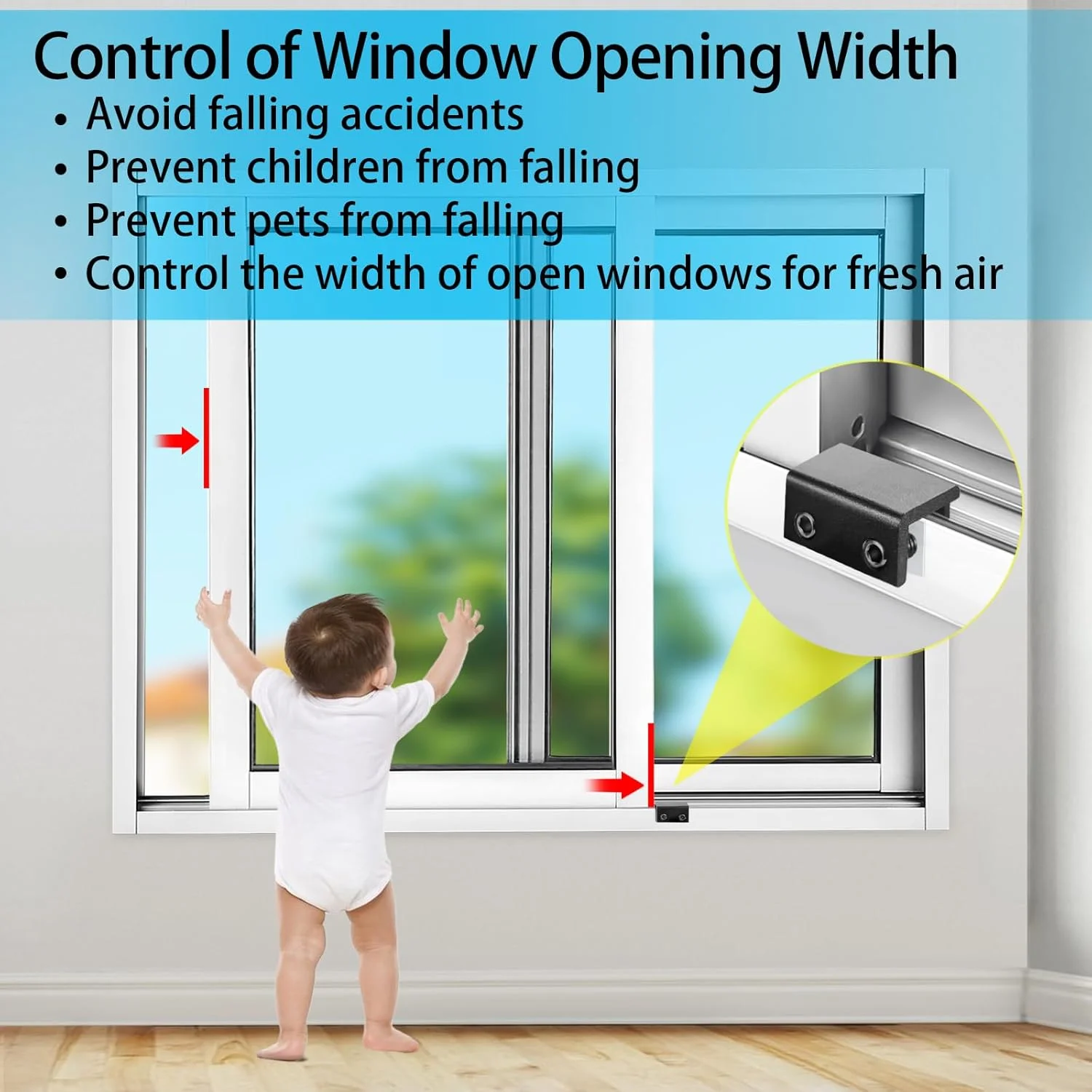 قفل پنجره ZRFCXE، 6 مجموعه قفل پنجره کشویی با کلید برای پنجره ها و درهای کشویی عمودی و افقی، نصب آسان، قفل پنجره امنیتی قابل تنظیم برای پاسیو، اتاق خواب، خانه و دفتر (مشکی)