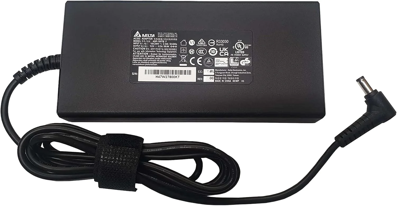 آداپتور AC لپ تاپ گیمینگ 180 واتی دلتا سازگار با MSI GT60 GT70 GT683 GX60 GT780 ADP-180EB D, GF62 8RC ADP-180TB FBL 19.5V 9.23A منبع تغذیه PSU پین 5.5mm*2.5mm