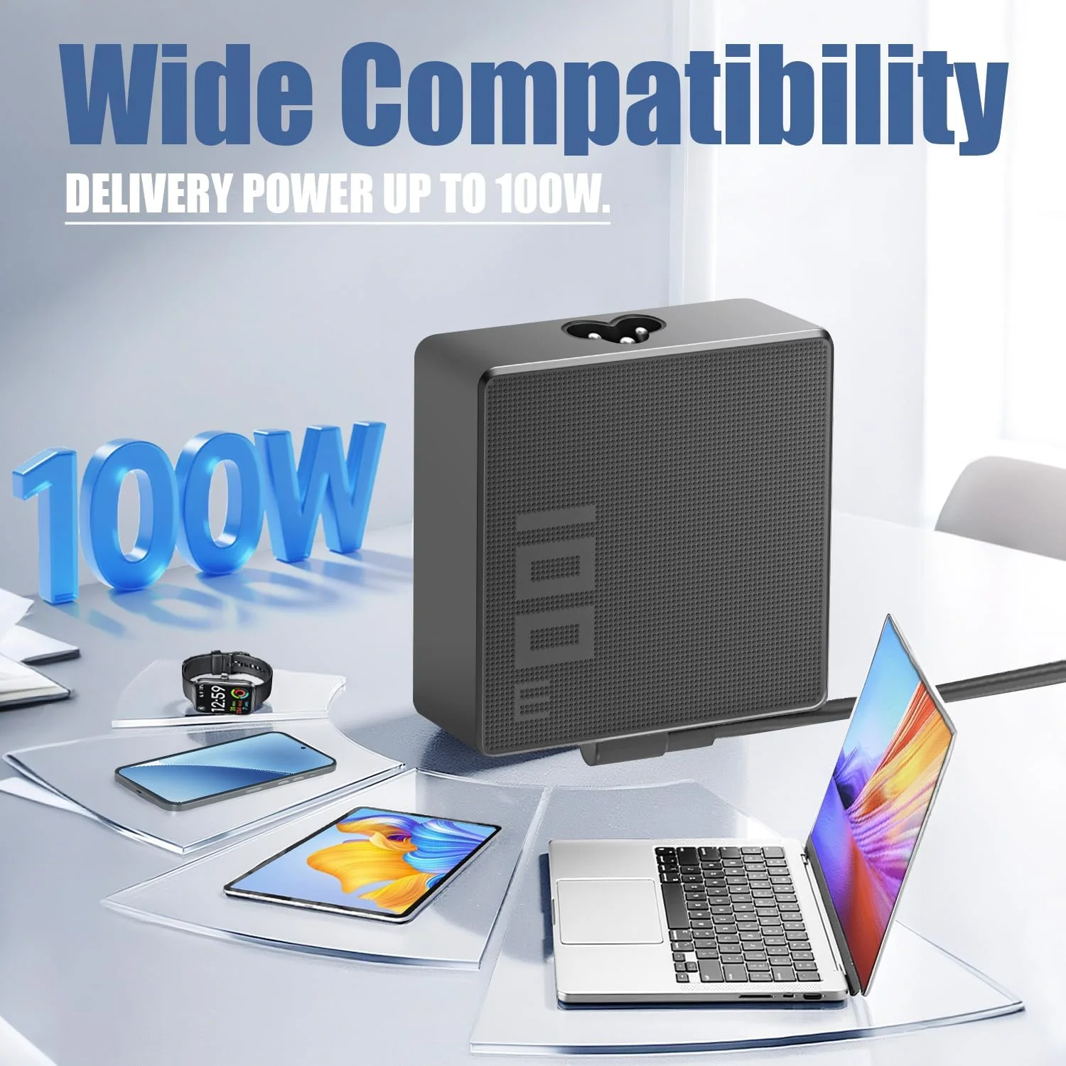 آداپتور AC 100W USB-C سازگار با کنسول بازی دستی Asus Rog Ally X، Legion Go S، MSI Claw، داک ROG Flow X13 GV301 GV302 Z13 GZ301 و لپ تاپ های ZenBook 14 14X Zephyrus M16 GU604 GU604VI