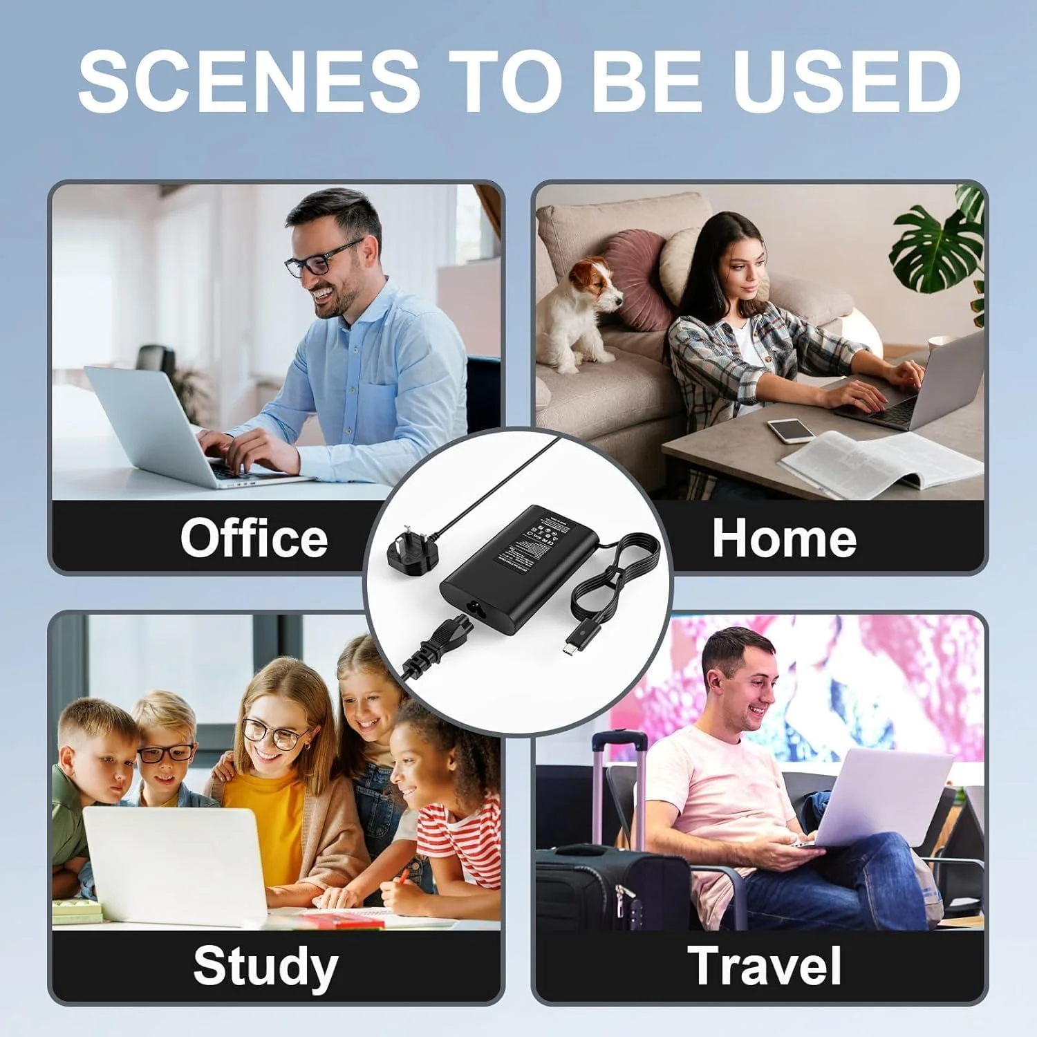 شارژر لپ تاپ 65 واتی Type C برای دل XPS Latitude 5540 5440 5520 7420 7440 7530، لنوو، Thinkpad، اچ پی، ام اس آی، هوآوی، سامسونگ، گلکسی، ایسوس، ایسر، مک بوک پرو/ایر یونیورسال USB C