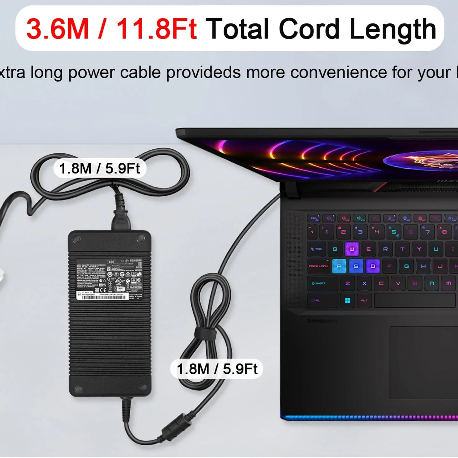 شارژر 330 واتی FLGAN با کابل برق برای MSI Vector GP66 GP66HX GP76 GP76HX MSI Raider GE77 GE76 Titan GT77 Delta ADP-330CB B