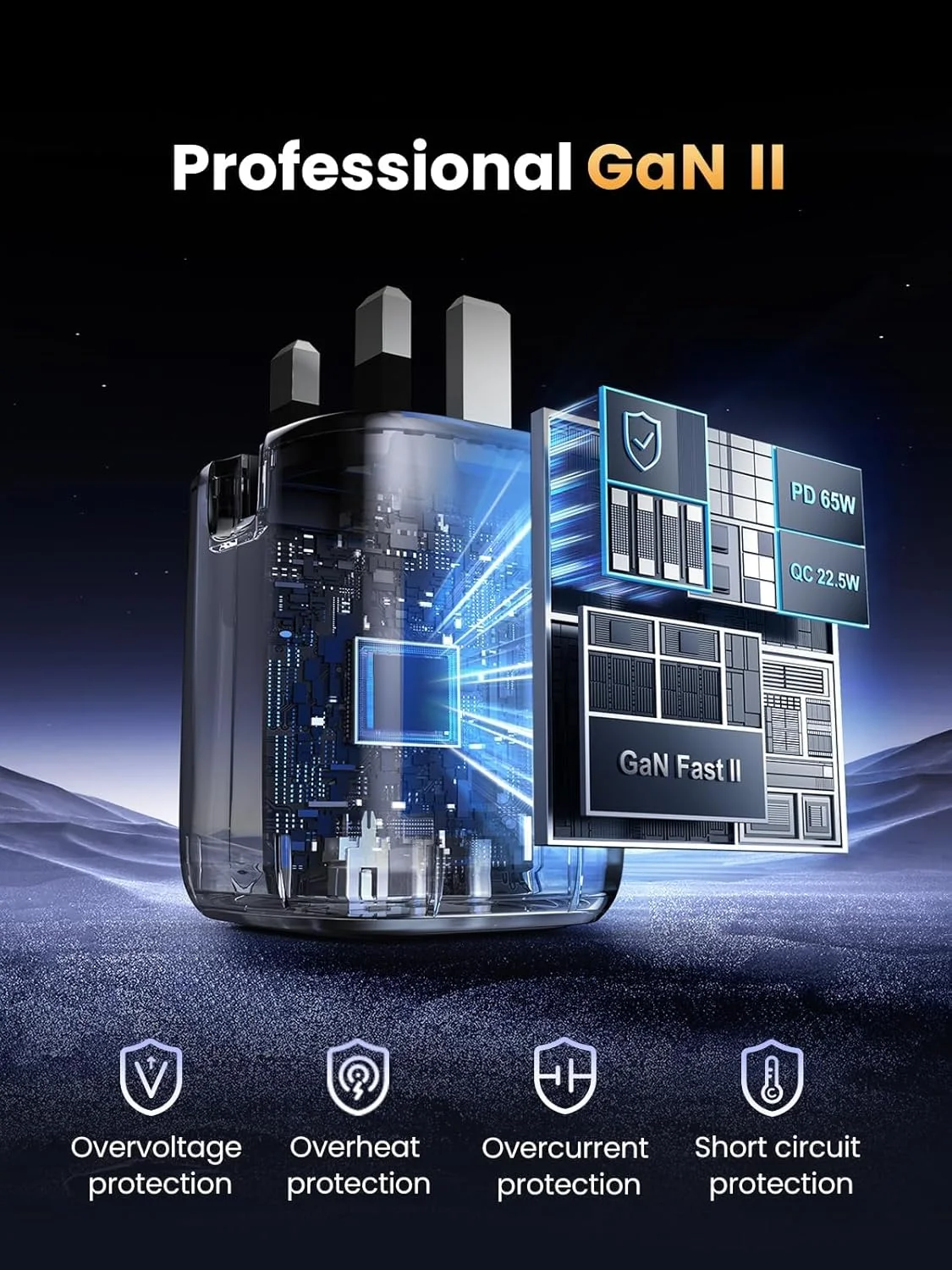 شارژر دیواری 65 واتی UGREEN Nexode با 3 پورت Type C، دوشاخه شارژ سریع USB-C تاشو، آداپتور شارژ لپ تاپ GaN سازگار با MacBook Air، HP/Dell/Lenovo، iPad، iPhone 17 Pro Max/16، Galaxy S24 Ultra/S23