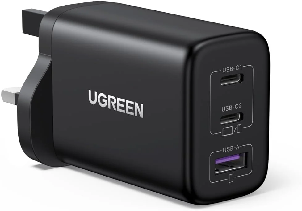 شارژر تایپ سی 65 واتی UGREEN Nexode، آداپتور برق لپ تاپ GaN سه پورت، دوشاخه شارژ سریع دیواری USB-C سازگار با MacBook Air، HP/Dell، iPad، iPhone 17 Pro Max، Galaxy S25/S24 Ultra، Xiaomi