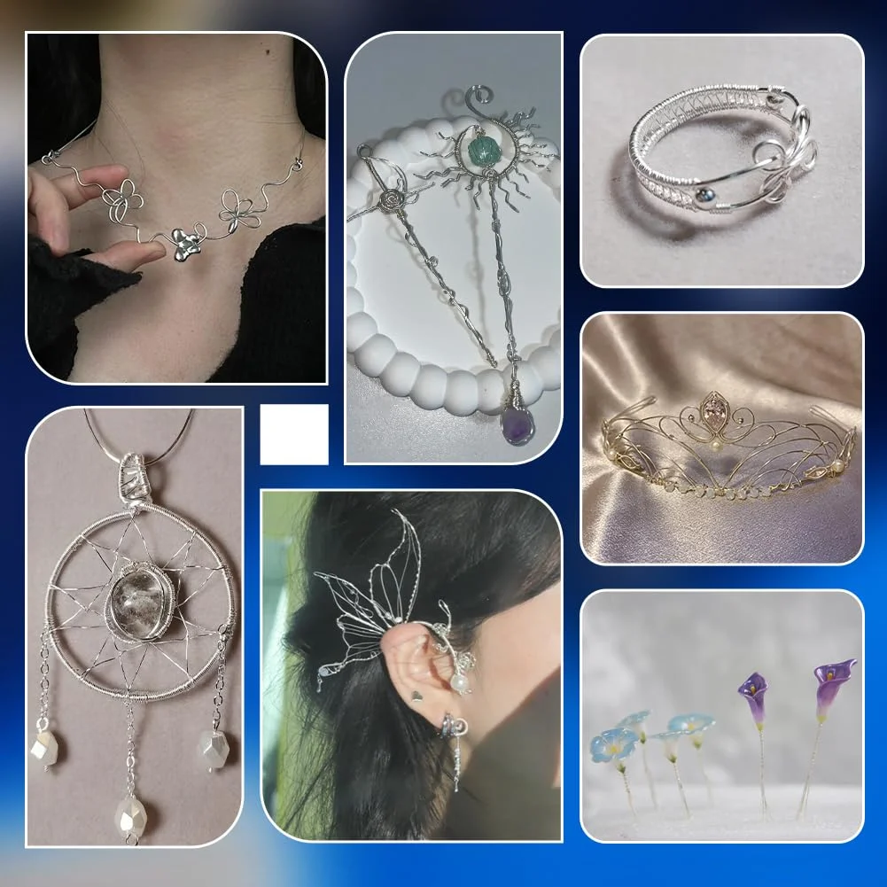 سیم فلزی 7 متری 0.5 میلی متری PH PandaHall برای ساخت جواهرات، سیم جواهرسازی آهنی مقاوم در برابر کدر شدن، سیم مهره با روکش نقره ای برای لوازم ساخت جواهرات و صنایع دستی DIY، گیج 25