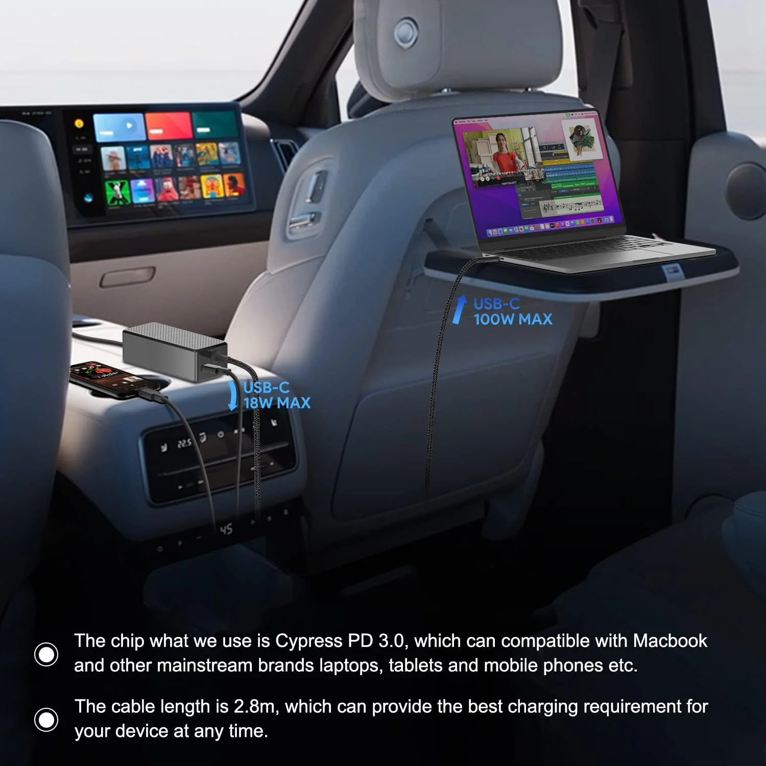 شارژر فندکی لپ تاپ USB-C مدل KFD PD118W 100W 90W آداپتور DC منبع تغذیه برای DJI Mavic MacBook Pro Air M4 LG Gram Razer MSI Dell HP Lenovo Acer Samsung Asus Rog Ally Surface Laptop Tablet Phone Speaker