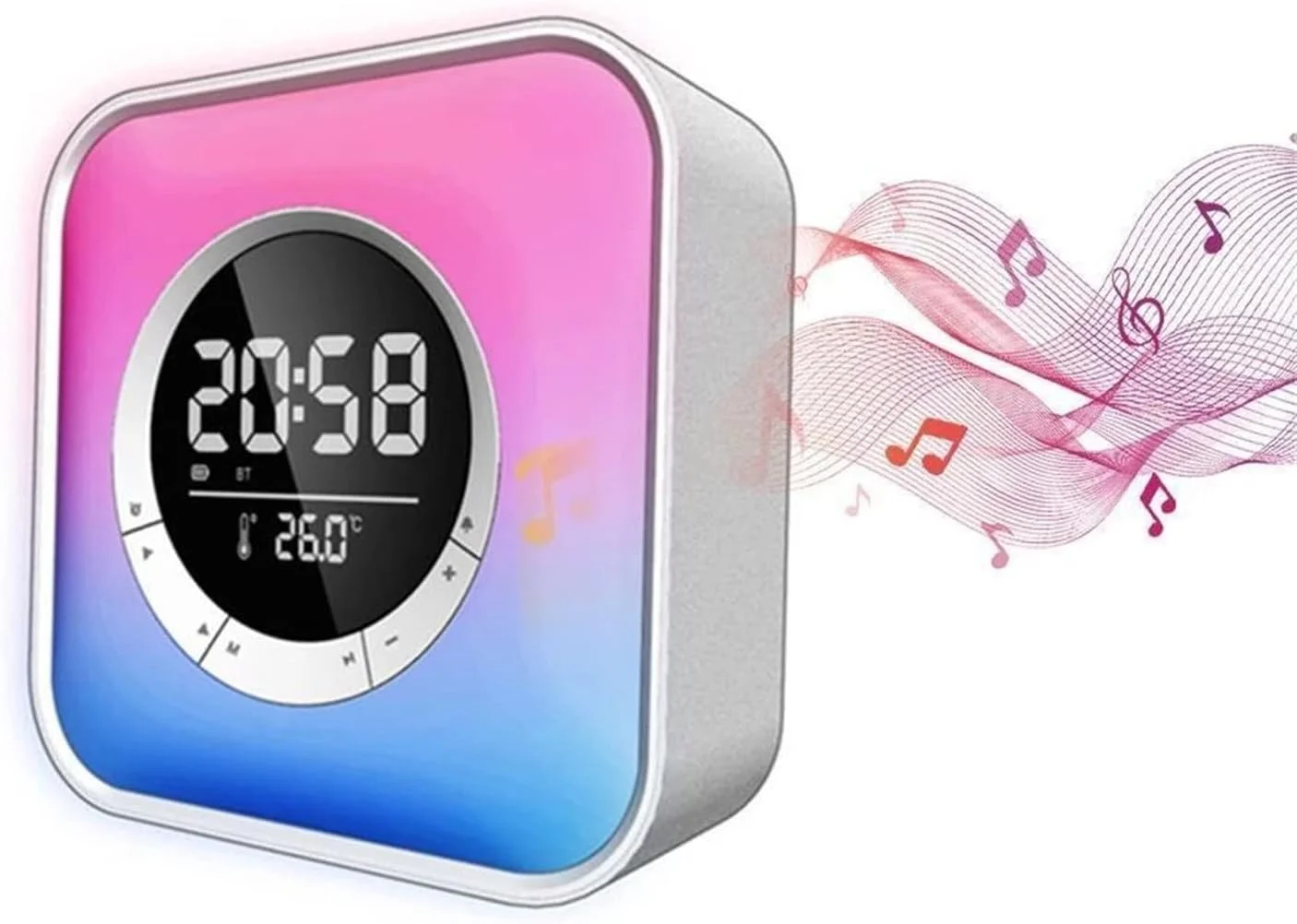 اسپیکر بیسیم دستگاه صدا با نور قابل تنظیم و نمایشگر دمای دیجیتال، قابل شارژ اسپیکر بیسیم دستگاه صدا با نور قابل تنظیم و نمایشگر دمای دیجیتال، قابل شارژ