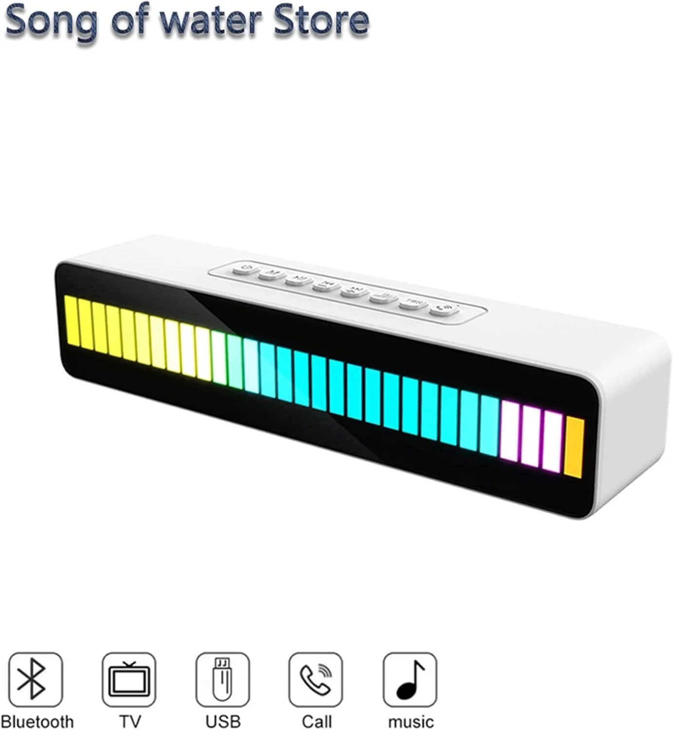 اسپیکر بلوتوثی قابل حمل دستگاه پخش صدا، اسپیکر بی سیم موزیک ریتمیک با صدای سنگین و باس قوی، مناسب کامپیوتر و تلویزیون (رنگ: سفید)