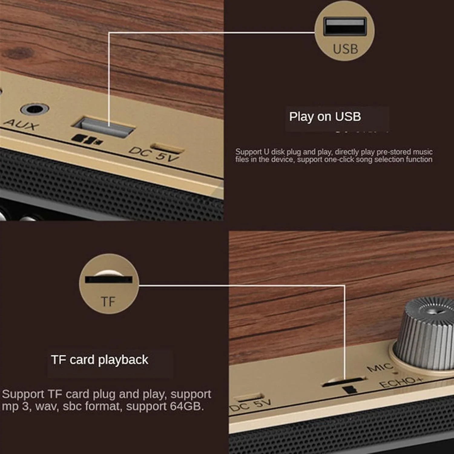 اسپیکر بلوتوثی موبایل ZURBAA، اسپیکر بی سیم استریو سه بعدی ساب ووفر، رادیو قابل حمل چوبی یکپارچهسازی با سیستمعامل اسپیکر بلوتوثی موبایل ZURBAA، اسپیکر بی سیم استریو سه بعدی ساب ووفر، رادیو قابل حمل چوبی یکپارچهسازی با سیستمعامل