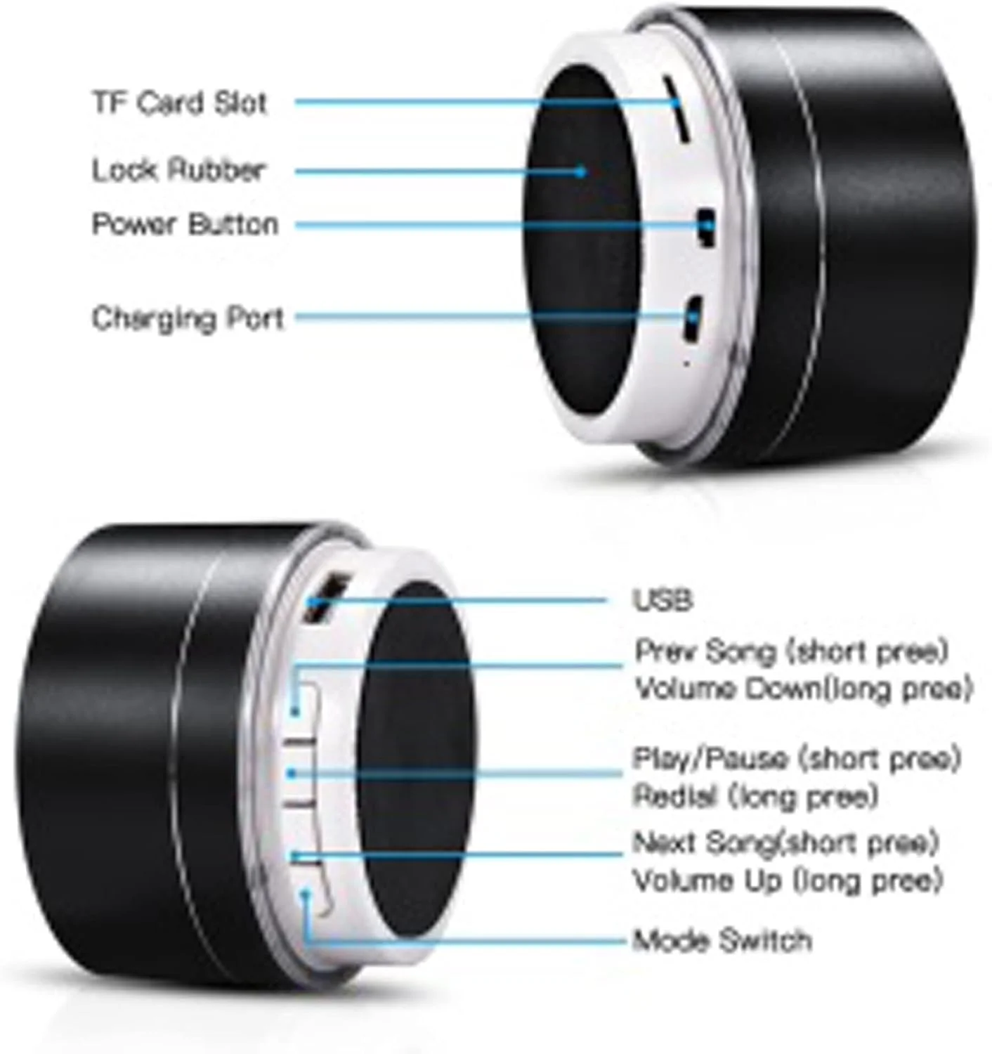 اسپیکر بلوتوثی مینی ZURBAA با صدای فوق العاده و استریو، ساب ووفر قابل حمل با نور LED (رنگ: Hortel) اسپیکر بلوتوثی مینی ZURBAA با صدای فوق العاده و استریو، ساب ووفر قابل حمل با نور LED (رنگ: Hortel)