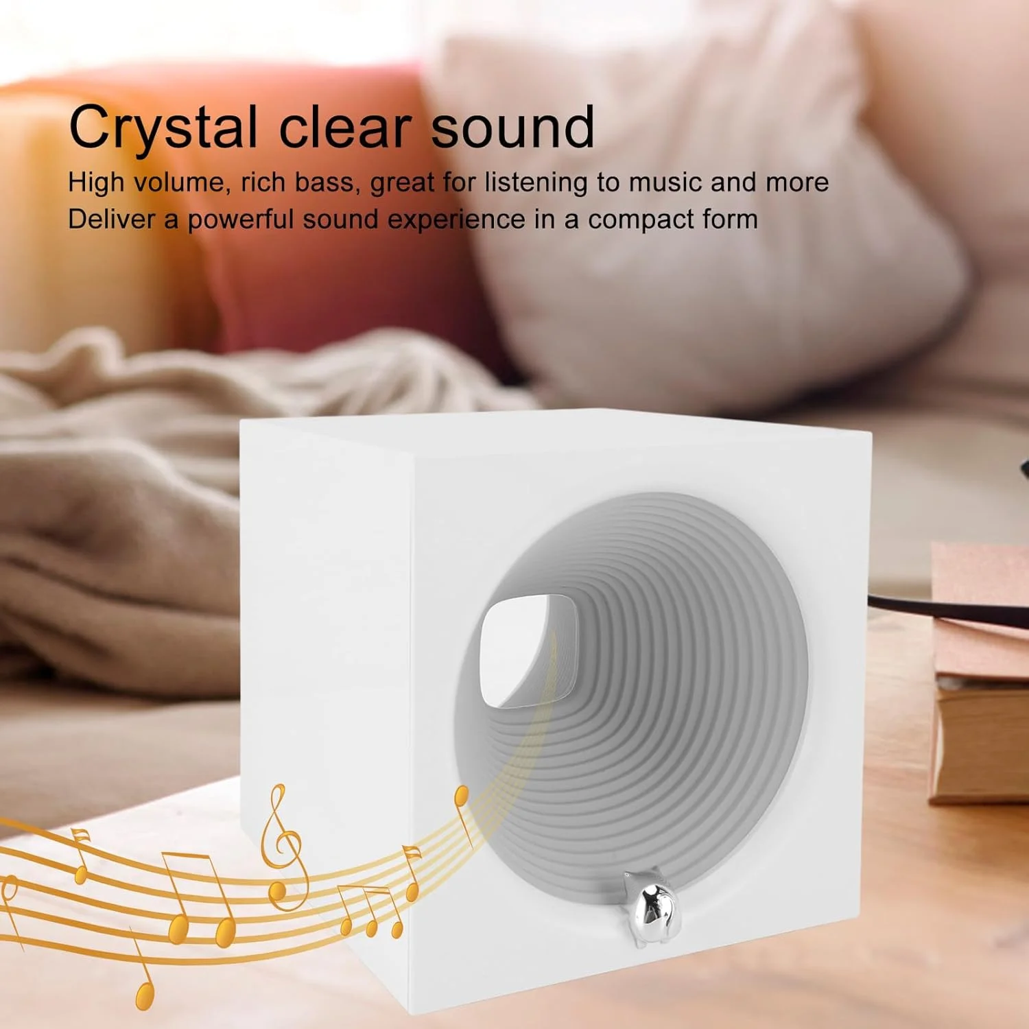 اسپیکر بلوتوث قابل حمل، اسپیکر بلوتوث مربعی با چراغ خواب چند منظوره، اسپیکر LED بلوتوث جمع و جور قابل حمل برای دکوراسیون میز اتاق خواب (سفید)