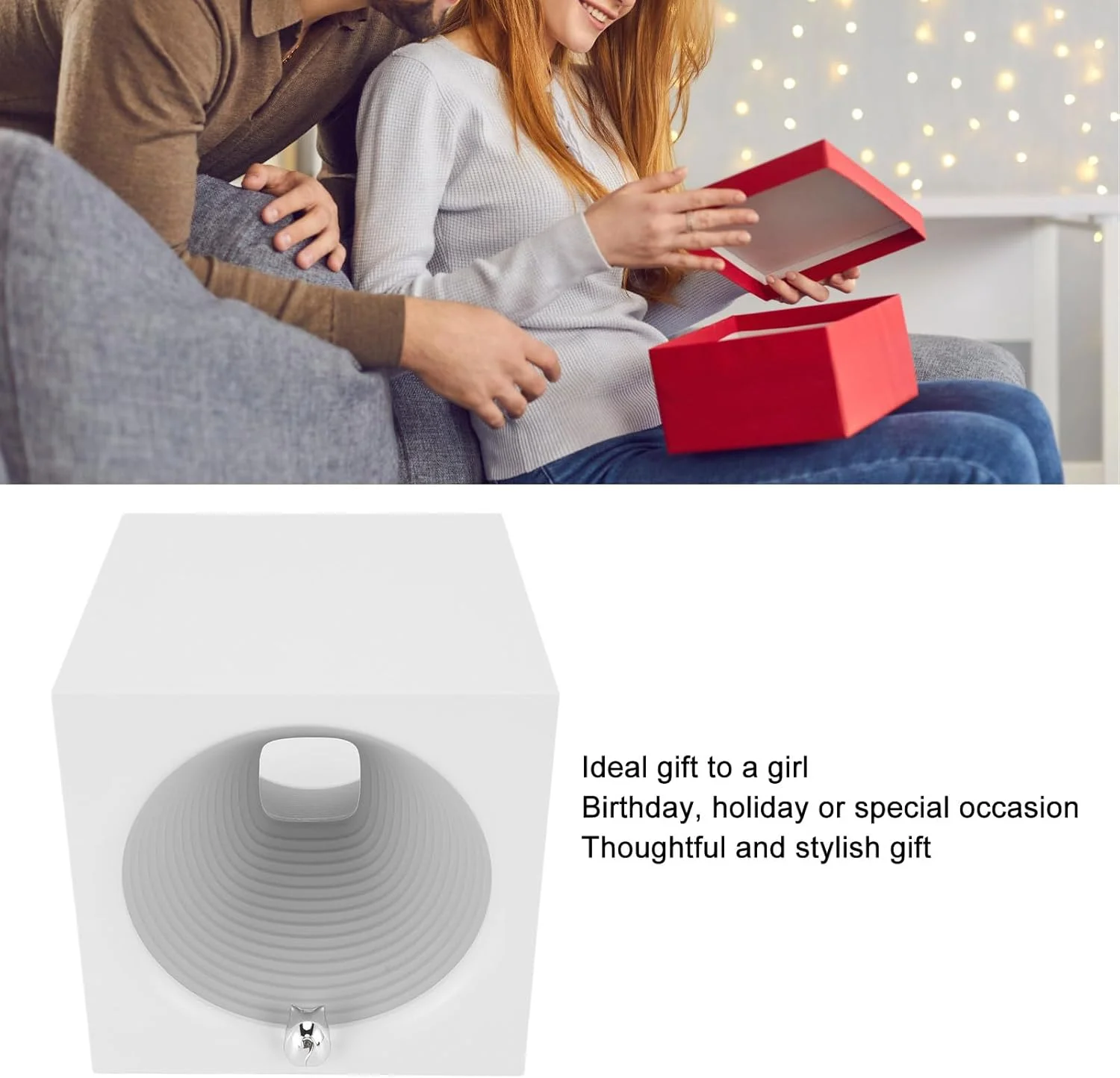 اسپیکر بلوتوث قابل حمل، اسپیکر بلوتوث مربعی با چراغ خواب چند منظوره، اسپیکر LED بلوتوث جمع و جور قابل حمل برای دکوراسیون میز اتاق خواب (سفید)