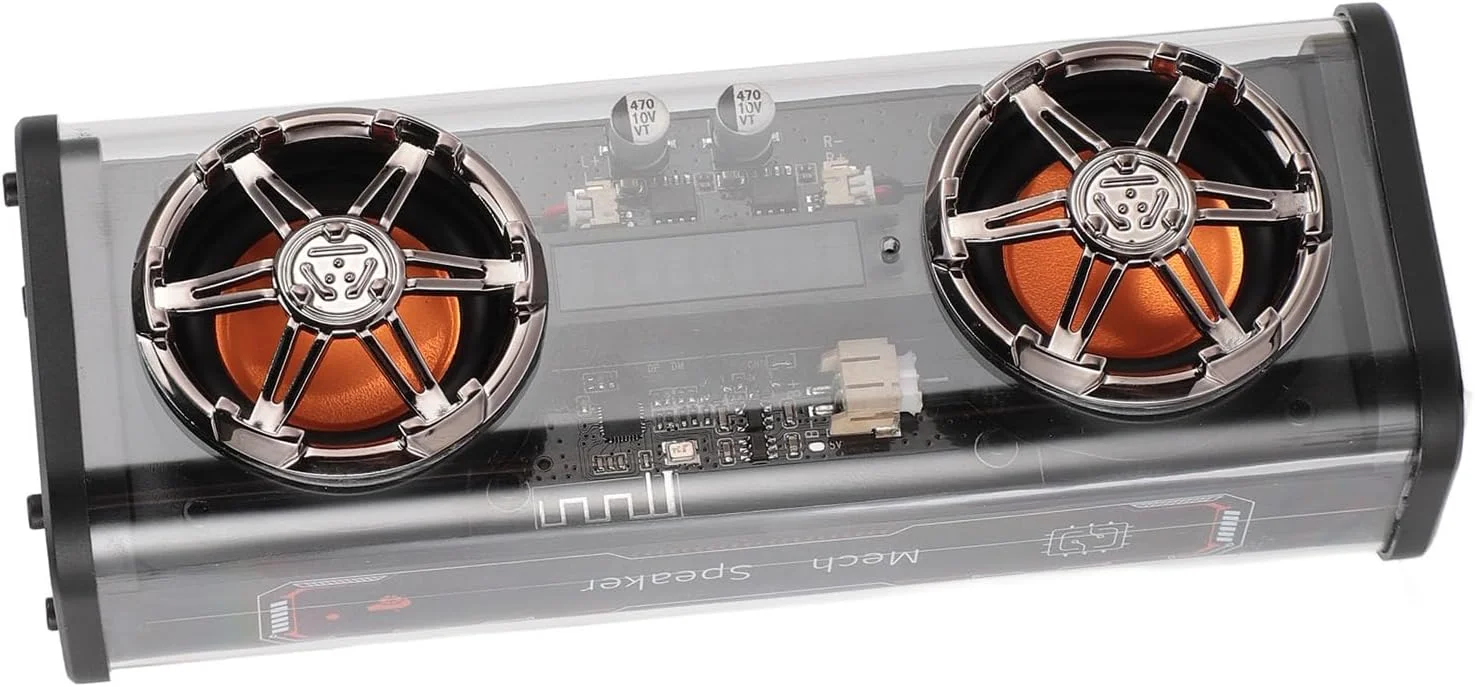 اسپیکر بلوتوث قابل حمل XUMIUZIY، اسپیکر بی سیم شفاف با نورهای رنگارنگ، ساب ووفر بلوتوث با بلندگوهای دوتایی، صدای استریو بلند، بیس غنی، برای خانه، مهمانی، مسافرت (مشکی)