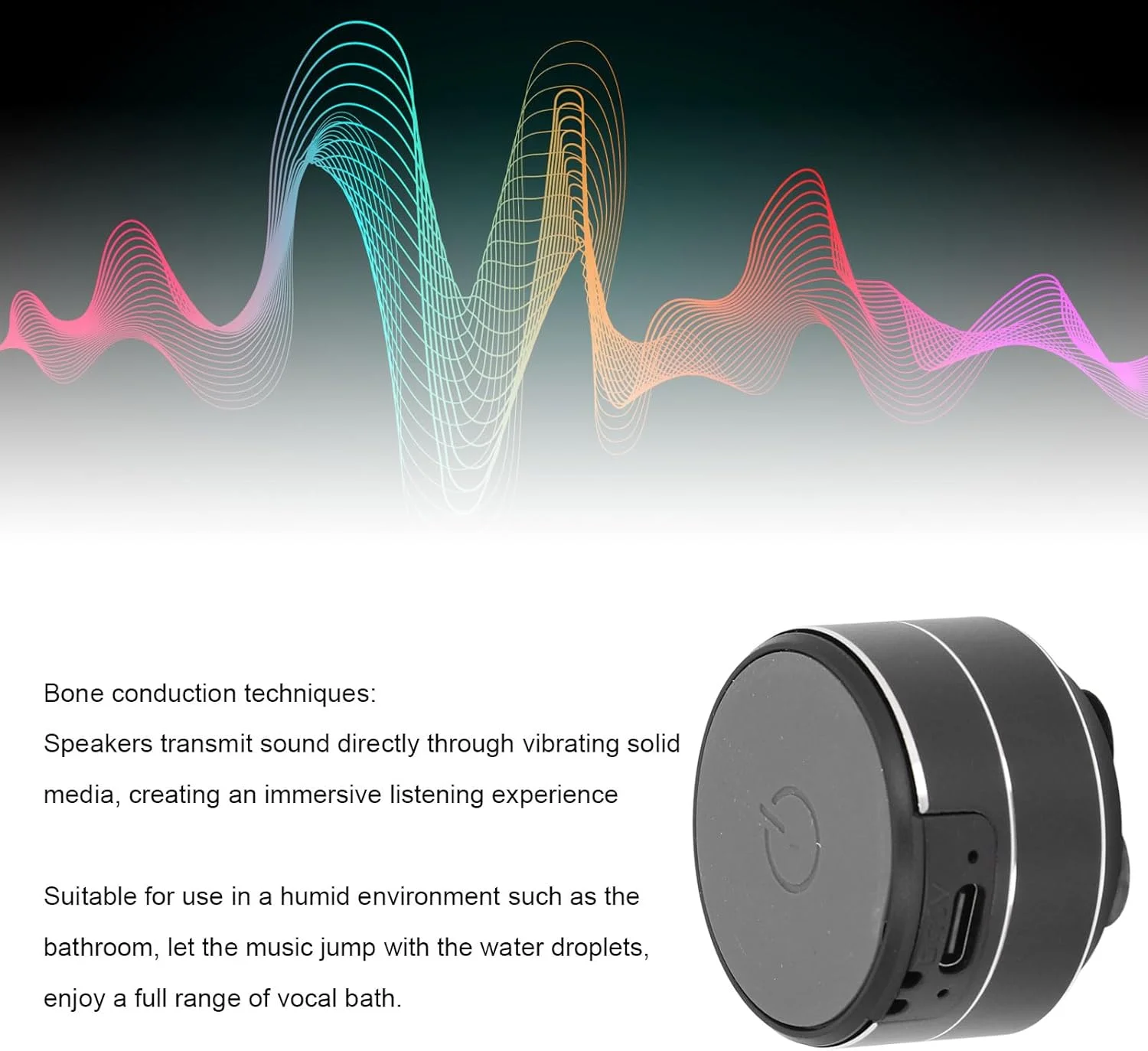 اسپیکر بلوتوثی قابل حمل 5.3، اسپیکر صدای استریو بدون سیم با مکنده، اسپیکر دوش 3 وات 4 اهم 27 میلی متری، مناسب برای مهمانی خانگی ساحل در فضای باز، برای تولد کریسمس (مشکی)