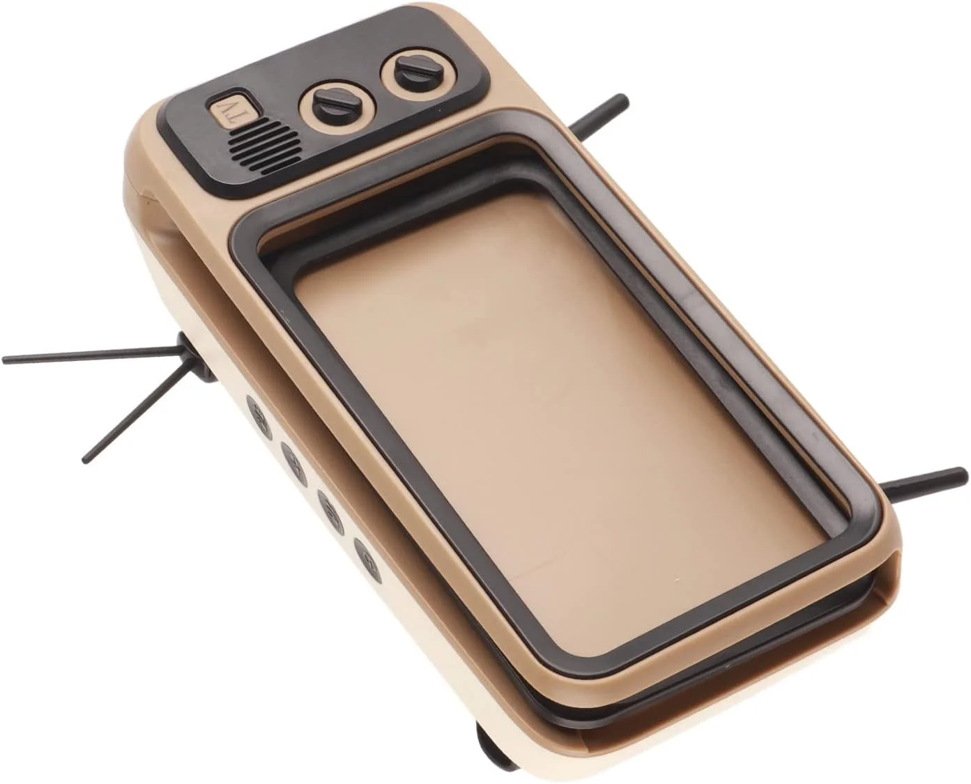 اسپیکر طرح تلویزیون قدیمی XUMIUZIY، بلندگو برای پایه تلفن همراه زیر 6 اینچ، اسپیکر استریو HD طرح تلویزیون قدیمی، قابل حمل (خاکستری)