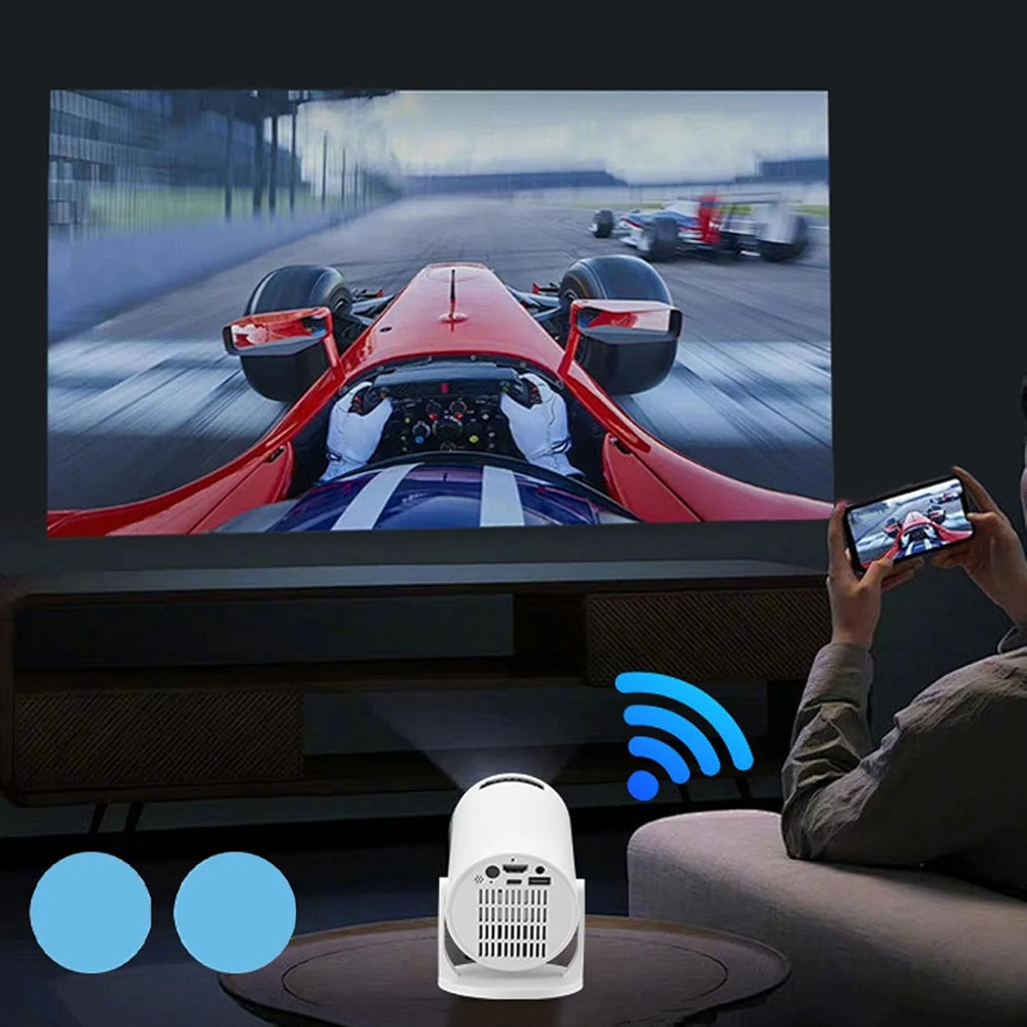 پروژکتور مینی، پروژکتور فیلم هوشمند قابل حمل 4K 1080P Full HD، پروژکتور ویدئویی با قابلیت چرخش 180 درجه، برای اندروید 12.0