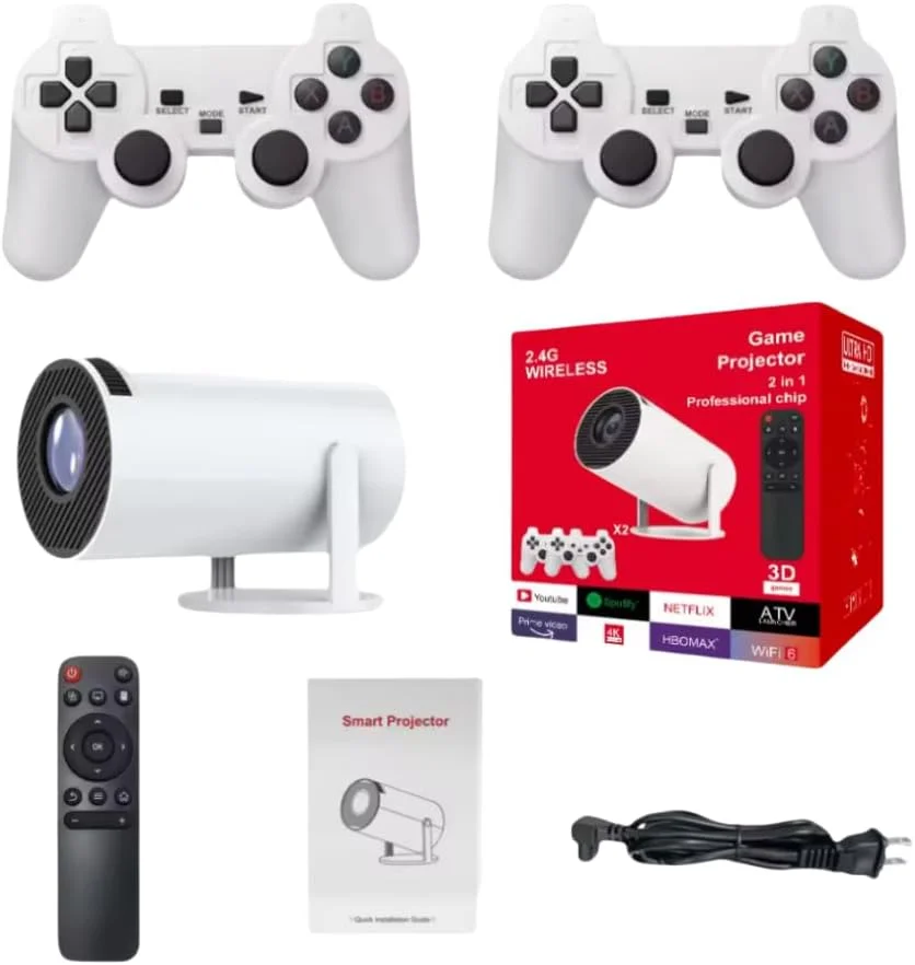 پروژکتور هوشمند بازی و سینمای خانگی P30MAX HY300 MAX 4K با 36 هزار بازی، رزولوشن اصلی 1080P، روشنایی 150 انسی لومن، اندروید 11، وای فای، بلوتوث و دو گیم پد بی سیم، چرخش 180 درجه پروژکتور هوشمند بازی و سینمای خانگی P30MAX HY300 MAX 4K با 36 هزار بازی، رزولوشن اصلی 1080P، روشنایی 150 انسی لومن، اندروید 11، وای فای، بلوتوث و دو گیم پد بی سیم، چرخش 180 درجه