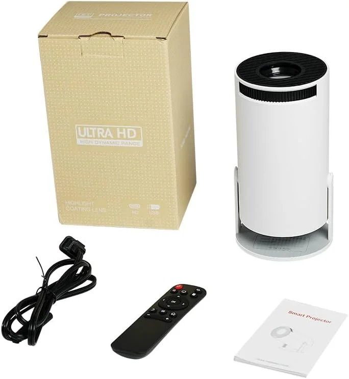 مینی پروژکتور اندرویدی، پروژکتور قابل حمل 5G WiFi6 BT5.0، پروژکتور هوشمند 4K 1080P با پشتیبانی از Full HD و تصحیح زاویه افقی خودکار، پروژکتور 180 درجه چرخشی مناسب خانه/فضای باز برای گوشی/فلش/لپ تاپ