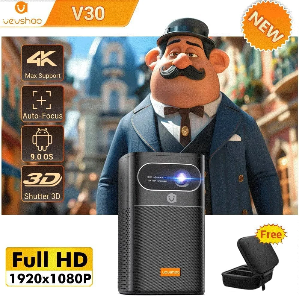 پروژکتور مینی هوشمند سینمای خانگی 4K 3D اندروید WiFi قابل حمل 1080P Full HD ویدئو LED DLP با باتری