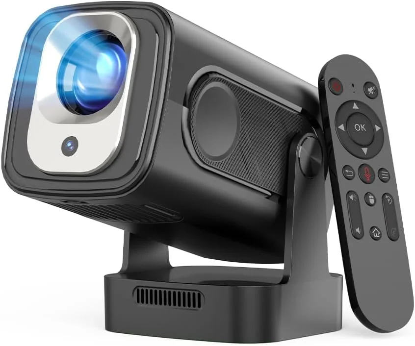 پروژکتور کوچک HY310 با پشتیبانی از 4K و 1080P، پروژکتور فوکوس خودکار، تصحیح کیستون اتومبیل، سینمای خانگی هوشمند اندروید با WiFi 6 BT5.4، پروژکتور قابل حمل با چرخش 180 درجه، پروژکتور ویدئویی 2025