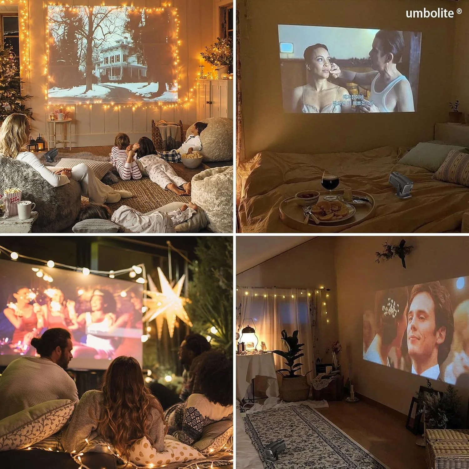 پروژکتور مینی با WiFi و بلوتوث، پروژکتور قابل حمل 150 اینچی مناسب فضای باز با پشتیبانی از کیفیت 1080P 4K و WiFi 6، دارای قابلیت تصحیح خودکار کیستون، پروژکتور هوشمند فیلم و تلویزیون مناسب اتاق خواب