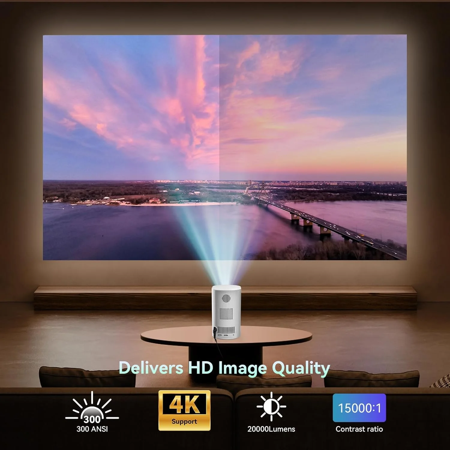 پروژکتور کوچک، پروژکتور ویدیویی هوشمند 4K، 200 لومن ANSI، WiFi6 و بلوتوث 5.4، تصحیح عمودی خودکار، 1920*1080P، صفحه نمایش 200 اینچی سینمای خانگی پروژکتور قابل حمل برای تلفن، کامپیوتر، HDMI USB، لپ تاپ پروژکتور کوچک، پروژکتور ویدیویی هوشمند 4K، 200 لومن ANSI، WiFi6 و بلوتوث 5.4، تصحیح عمودی خودکار، 1920*1080P، صفحه نمایش 200 اینچی سینمای خانگی پروژکتور قابل حمل برای تلفن، کامپیوتر، HDMI USB، لپ تاپ