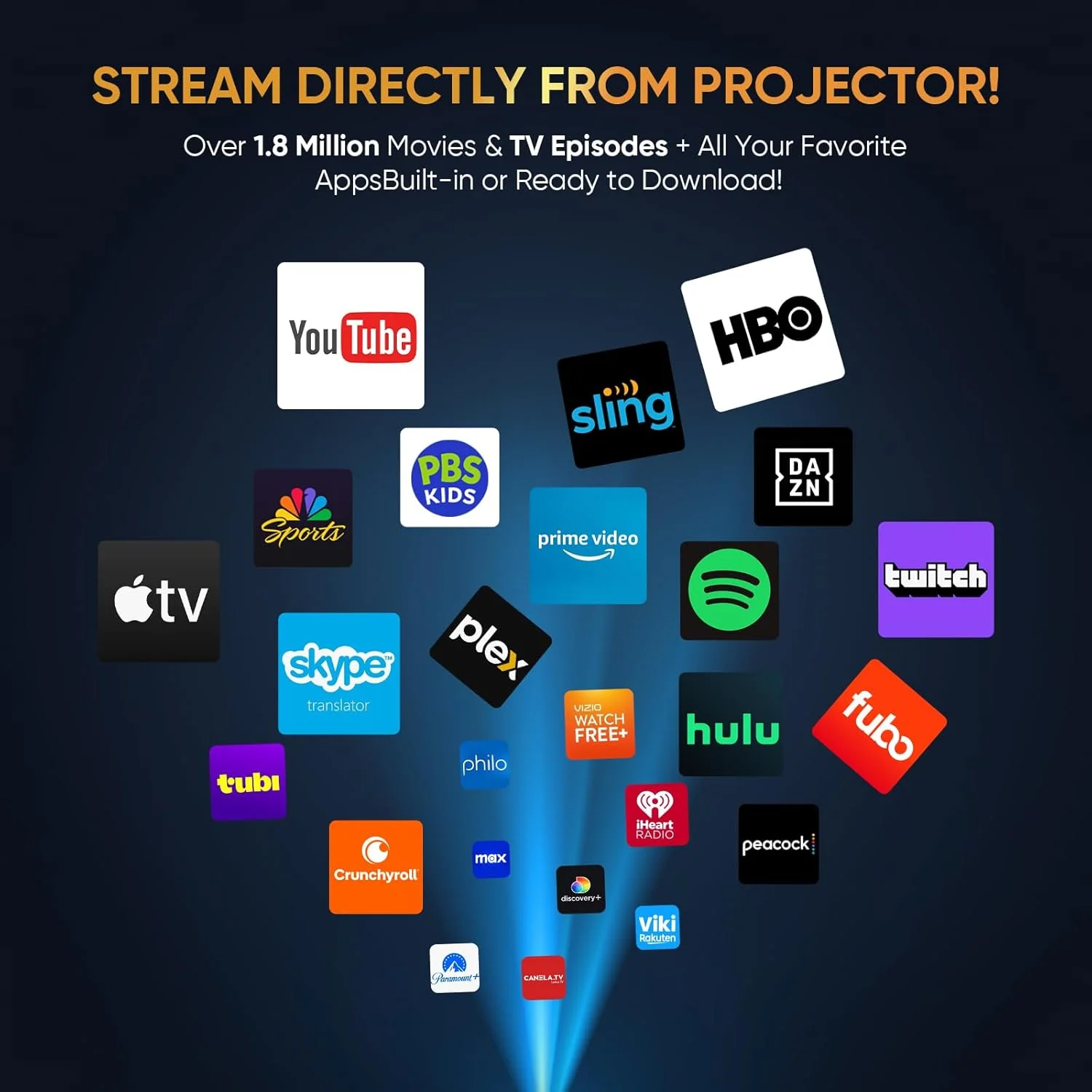 پروژکتور مینی هوشمند با پرتاب کوتاه 4K با WiFi 6 و بلوتوث، پروژکتور فیلم فضای باز با تصحیح خودکار کیستون، پروژکتور قابل حمل خانگی صفحه بزرگ برای تلفن/لپ تاپ/HDMI (نسخه APP)