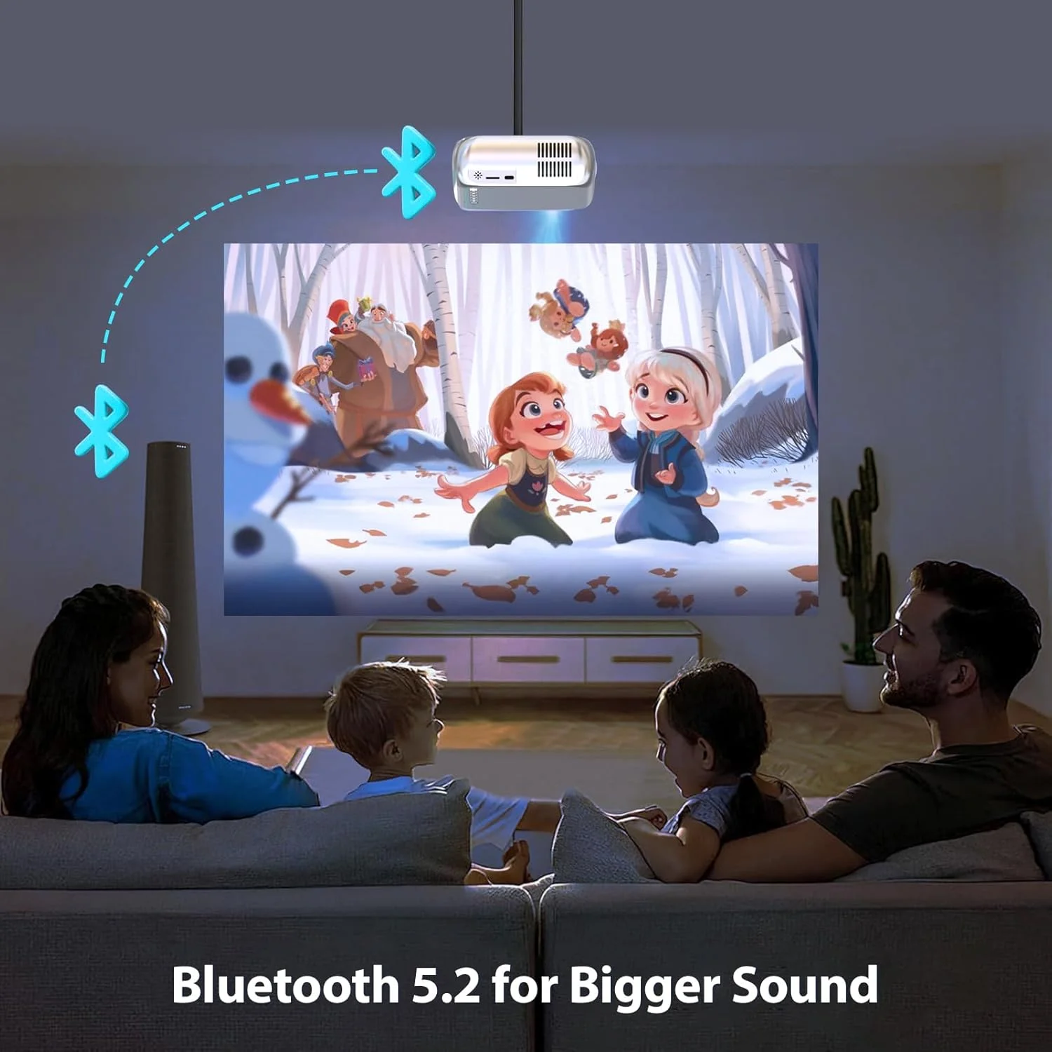 پروژکتور مینی، پروژکتور با وای فای و بلوتوث، پروژکتور فیلم قابل حمل برای استفاده در فضای باز، بلندگوی داخلی، پشتیبانی از 1080P پروژکتورهای ویدیویی کوچک اتاق خواب vf27007