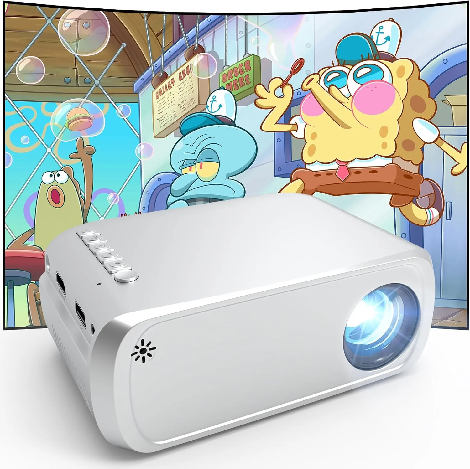 پروژکتور مینی، پروژکتور با وای فای و بلوتوث، پروژکتور فیلم قابل حمل برای استفاده در فضای باز، بلندگوی داخلی، پشتیبانی از 1080P پروژکتورهای ویدیویی کوچک اتاق خواب vf27001