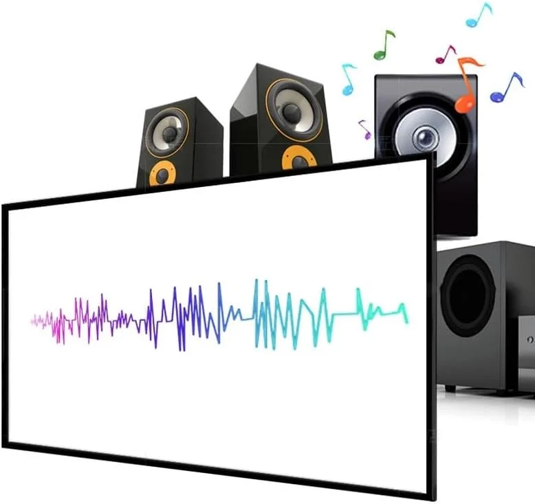 پرده نمایش با بافت آکوستیک شفاف، پارچه سفید با قاب ثابت از جنس آلیاژ آلومینیوم مناسب خانه هوشمند (۱۳۰ اینچ)