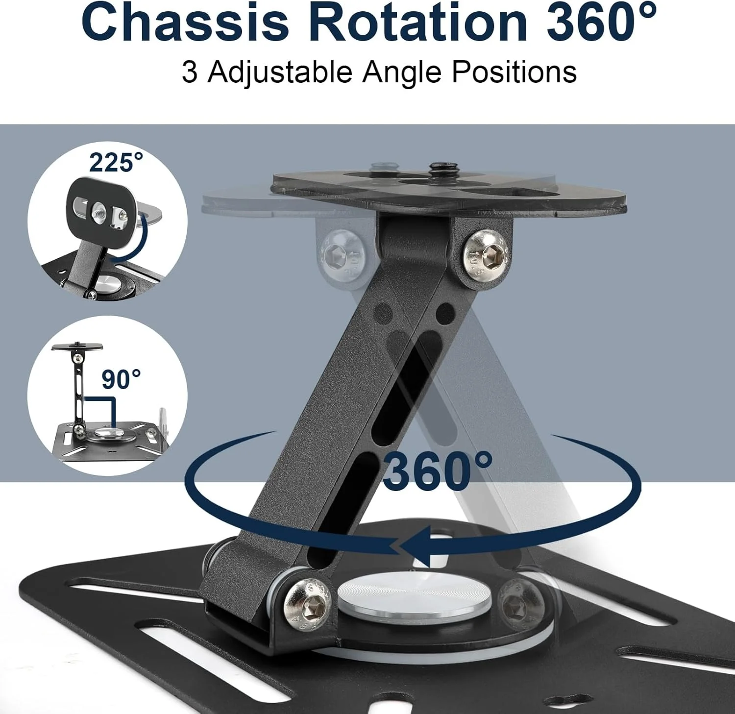 پایه رومیزی پروژکتور AHRLIC، براکت فلزی تاشو با قابلیت چرخش 360 درجه، پایه پروژکتور قابل حمل و با قابلیت تنظیم ارتفاع و زاویه برای نصب روی میز/دیوار/سقف (مشکی)
