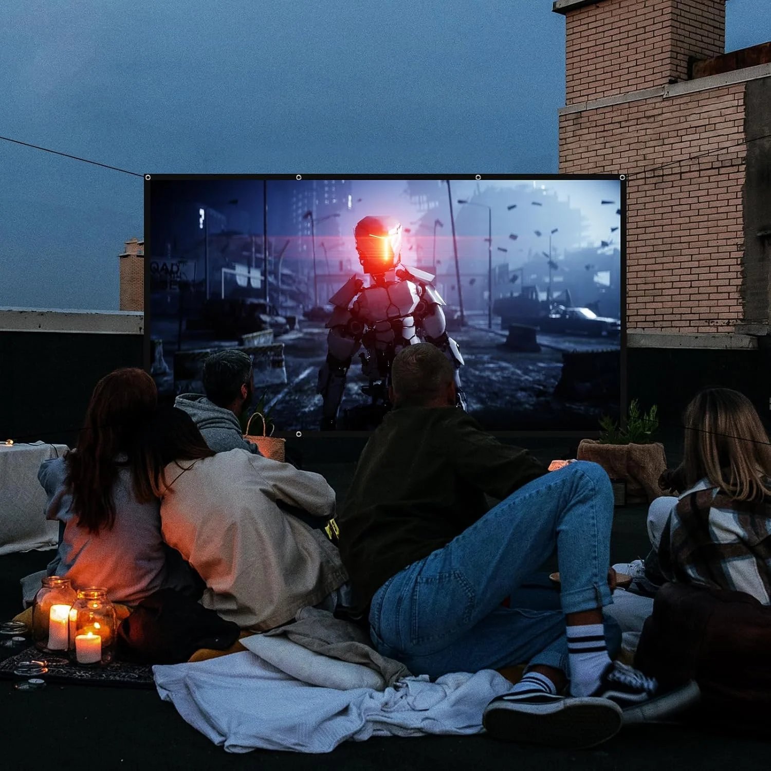 پرده نمایش پروژکتور AiQInu سایز 84 اینچ، نسبت تصویر 16:9 HD، ضد چروک و تاشو، پرده نمایش قابل حمل برای سینمای خانگی، جلسات و فضای باز، خانه و مدرسه