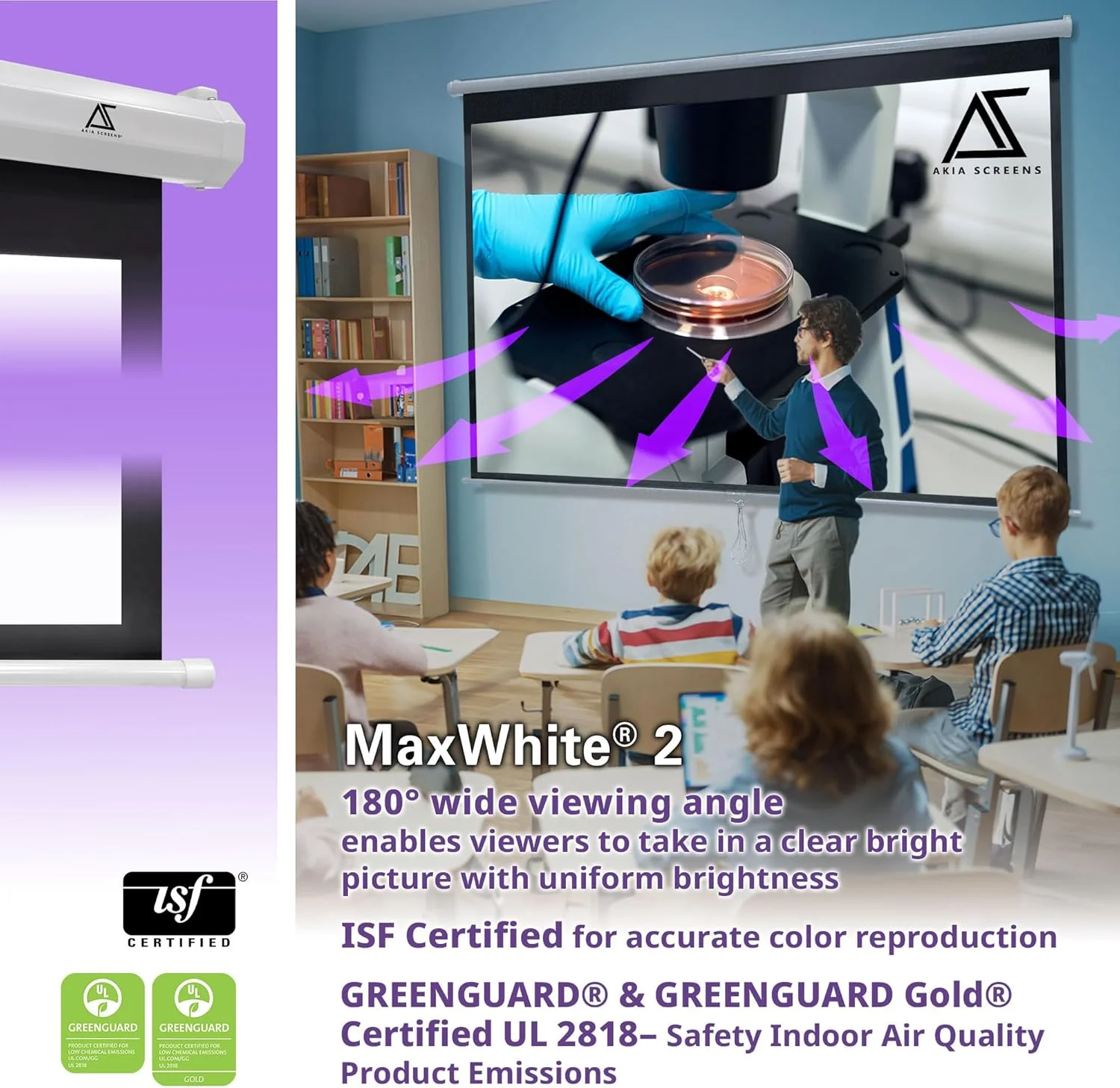 پرده نمایش پروژکتور 110 اینچی آکیا، دستی B، نسبت تصویر 16:9، کیفیت 8K 4K HD 3D، قابل نصب روی دیوار یا سقف، سفید، قابل حمل، جمع شونده، قفل خودکار، مناسب برای فیلم، سینمای خانگی، دفتر کار، مدل AK-M110H1