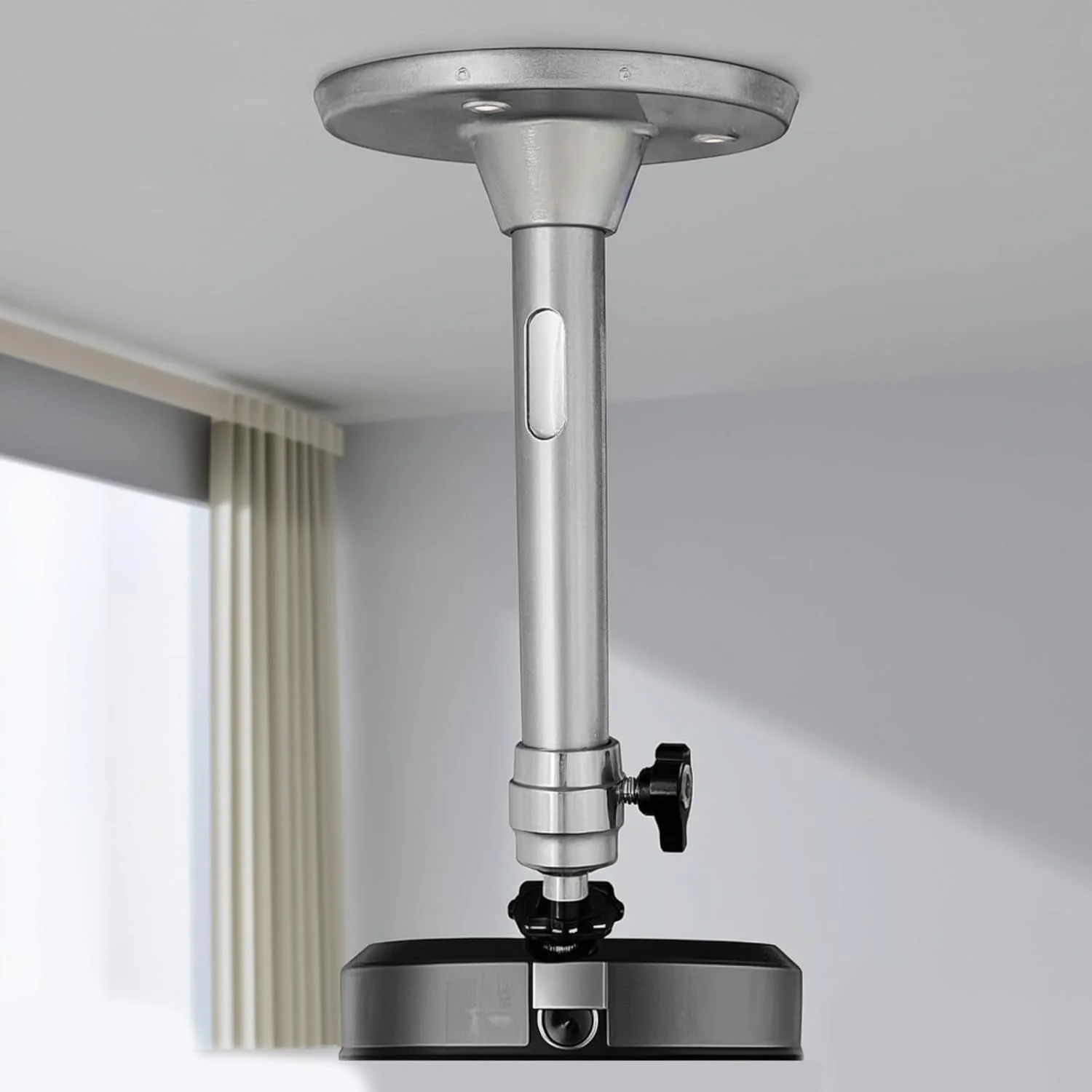 پایه پروژکتور آلیاژ آلومینیوم سنگین با ظرفیت 2 کیلوگرم ارتفاع 180 میلی متر برای سینمای خانگی و براکت پروژکتور سقفی/دیواری اداری