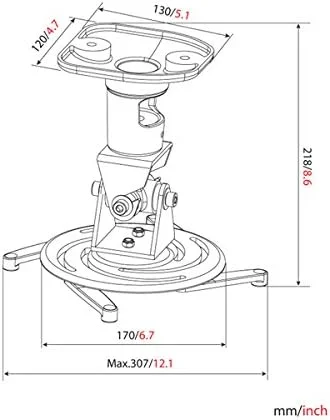 پایه سقفی پروژکتور AMER MOUNTS LCD DLP با قابلیت چرخش 360 درجه و تحمل وزن 13.6 کیلوگرم (سفید)