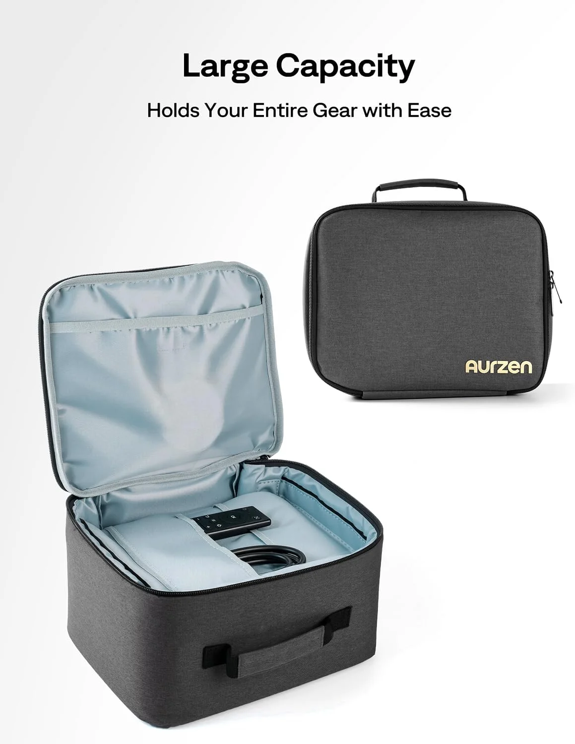 کیف حمل پروژکتور Aurzen، کیف پروژکتور قابل حمل با جیب های نگهداری لوازم جانبی، کیف مسافرتی نگهداری، سازگار با پروژکتورهای Aurzen EAZZE D1، D1 Pro، HAPPRUN، TMY، PANSEBA