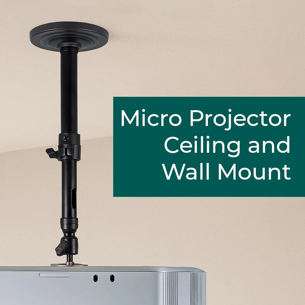 AV:Link | پایه پروژکتور کوچک جهانی برای سقف و دیوار | ارتفاع قابل تنظیم 350-500 میلی‌متر، رزوه 1/4 اینچ-20، مفصل توپی زاویه شیب، مدیریت کابل داخلی - براکت فلزی مشکی | حداکثر بار 5 کیلوگرم