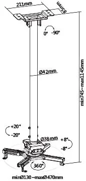 پایه سقفی پروژکتور مدل AWH SH-08PB