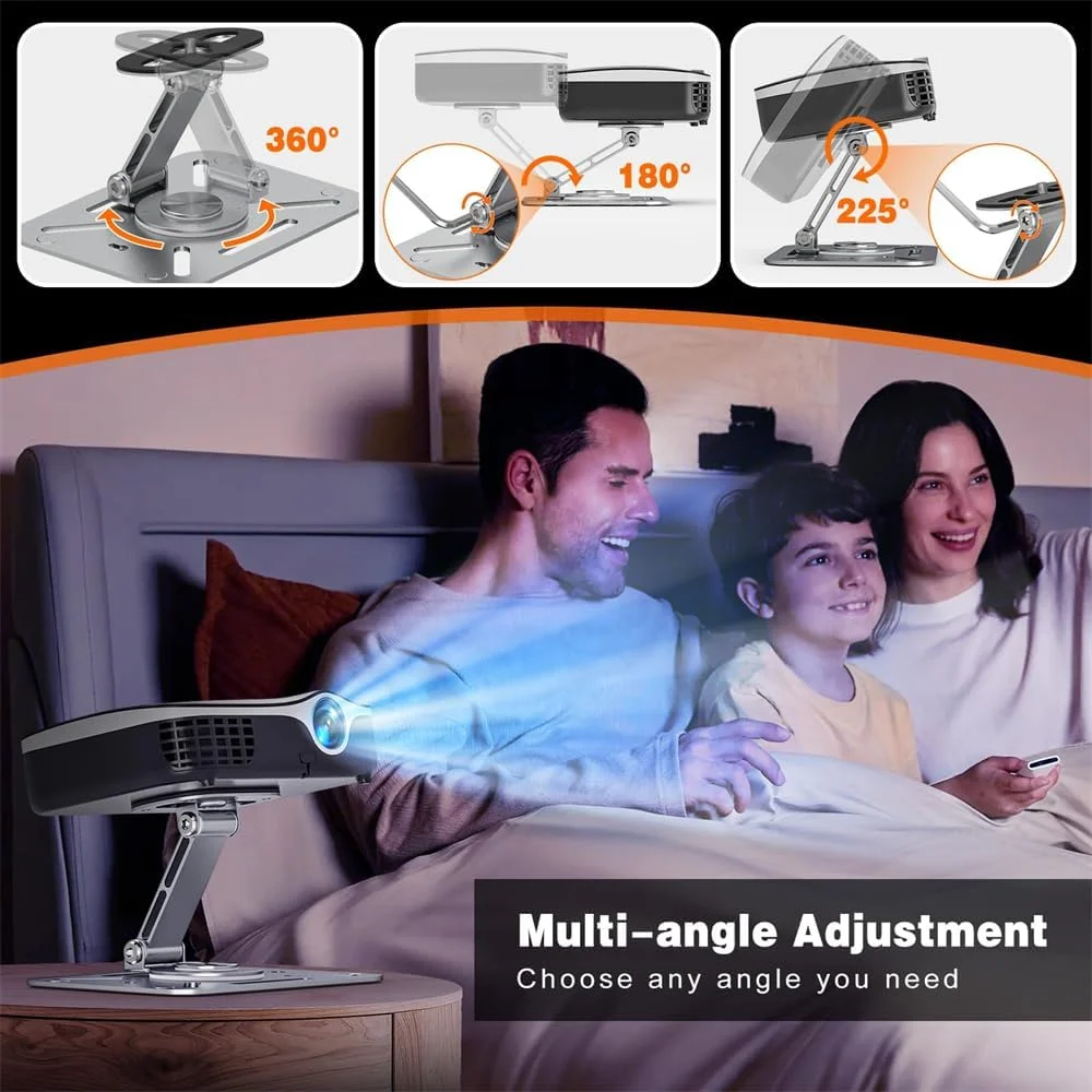 پایه پروژکتور 3 در 1 Azonee – قابل استفاده رومیزی، دیواری و سقفی با رزوه 1/4 اینچی، تاشو، با قابلیت تنظیم ارتفاع و چرخش 360 درجه، سازگار با اکثر پروژکتورها برای خانه و محل کار