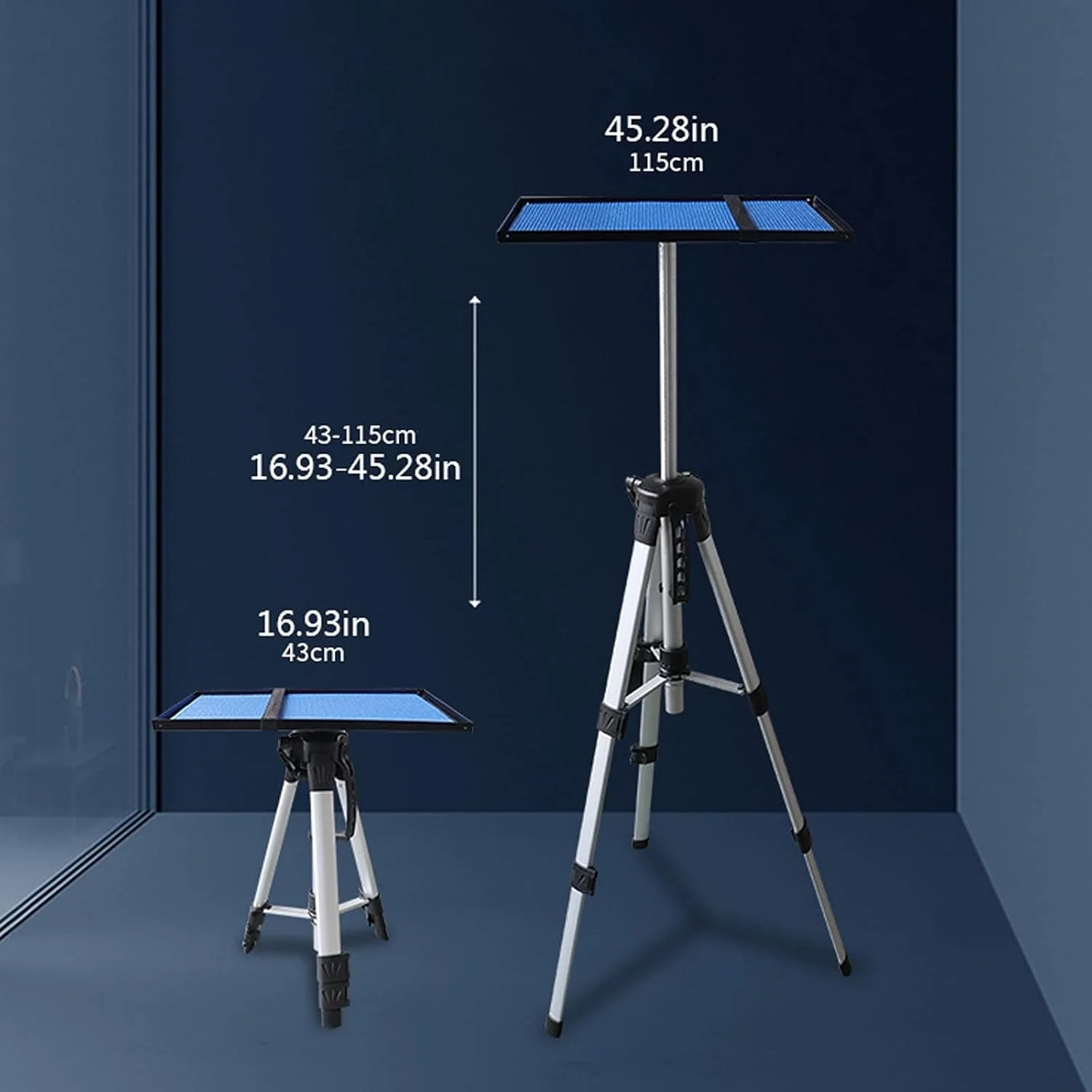 پایه پروژکتور caihuashopping، سه پایه پروژکتور آلومینیومی، پایه لپ تاپ و پروژکتور، پایه ایستاده پروژکتور با قابلیت تنظیم ارتفاع 43 تا 115 سانتی متر، پایه چند منظوره برای نصب پروژکتور
