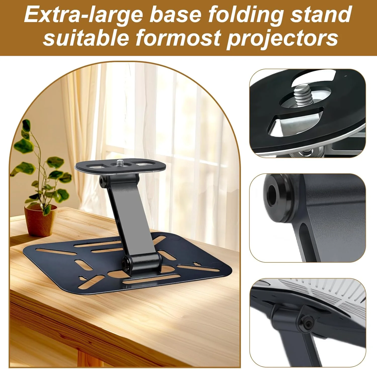 پایه پروژکتور BUERPINKING با رابط پیچی، نگهدارنده پروژکتور، پایه سقفی پروژکتور با چرخش 180 درجه، سه پایه کوچک پروژکتور برای میز، قابل استفاده (مشکی)