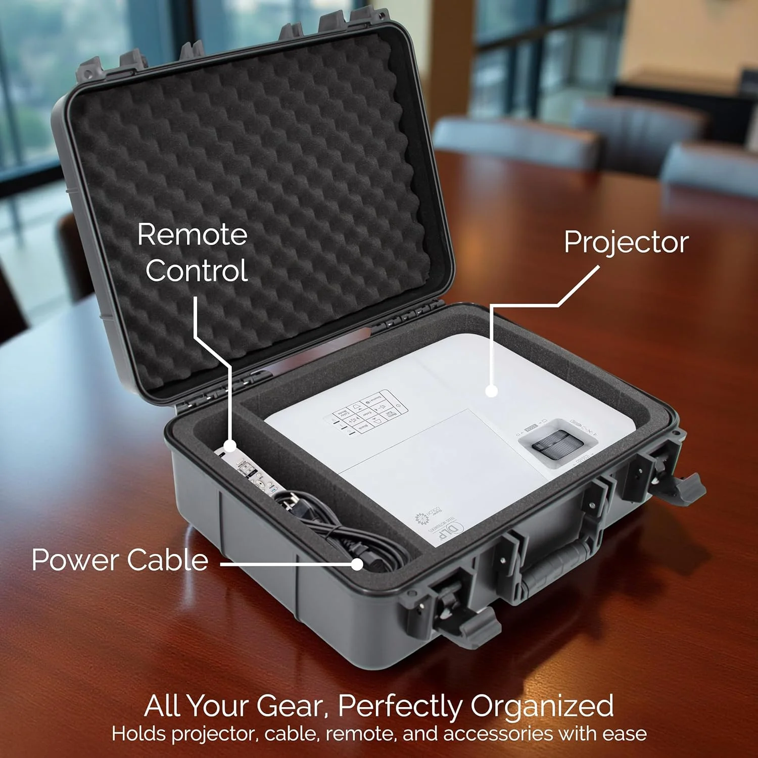 کیف حمل پروژکتور CASEMATIX سازگار با پروژکتورهای ViewSonic PA503S, PA503W, PA503X, PG703W, PG703، کابل HDMI و ریموت