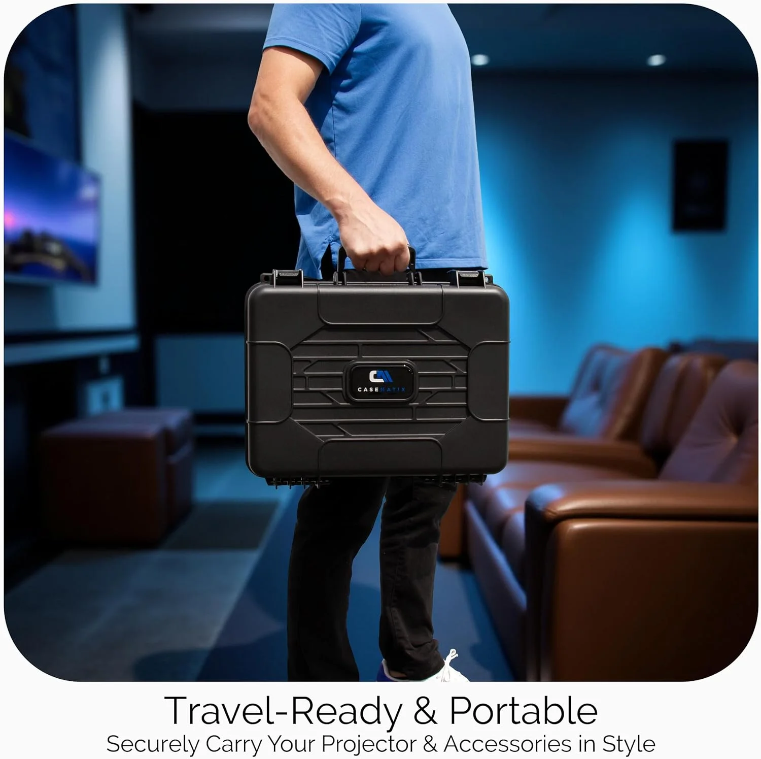 کیف حمل پروژکتور CASEMATIX سازگار با پروژکتورهای ViewSonic PA503S, PA503W, PA503X, PG703W, PG703، کابل HDMI و ریموت