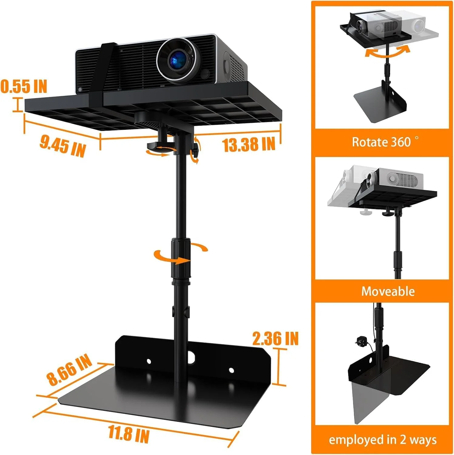 پایه پروژکتور CENXI، با قابلیت تنظیم ارتفاع، دارای قفسه مخفی رومیزی بدون نیاز به سوراخکاری، مناسب برای پروژکتور رومیزی، کنار تخت، تخت، دفتر کار خانگی، استیج، استودیو، نصب براکت رک DJ پایه پروژکتور CENXI، با قابلیت تنظیم ارتفاع، دارای قفسه مخفی رومیزی بدون نیاز به سوراخکاری، مناسب برای پروژکتور رومیزی، کنار تخت، تخت، دفتر کار خانگی، استیج، استودیو، نصب براکت رک DJ